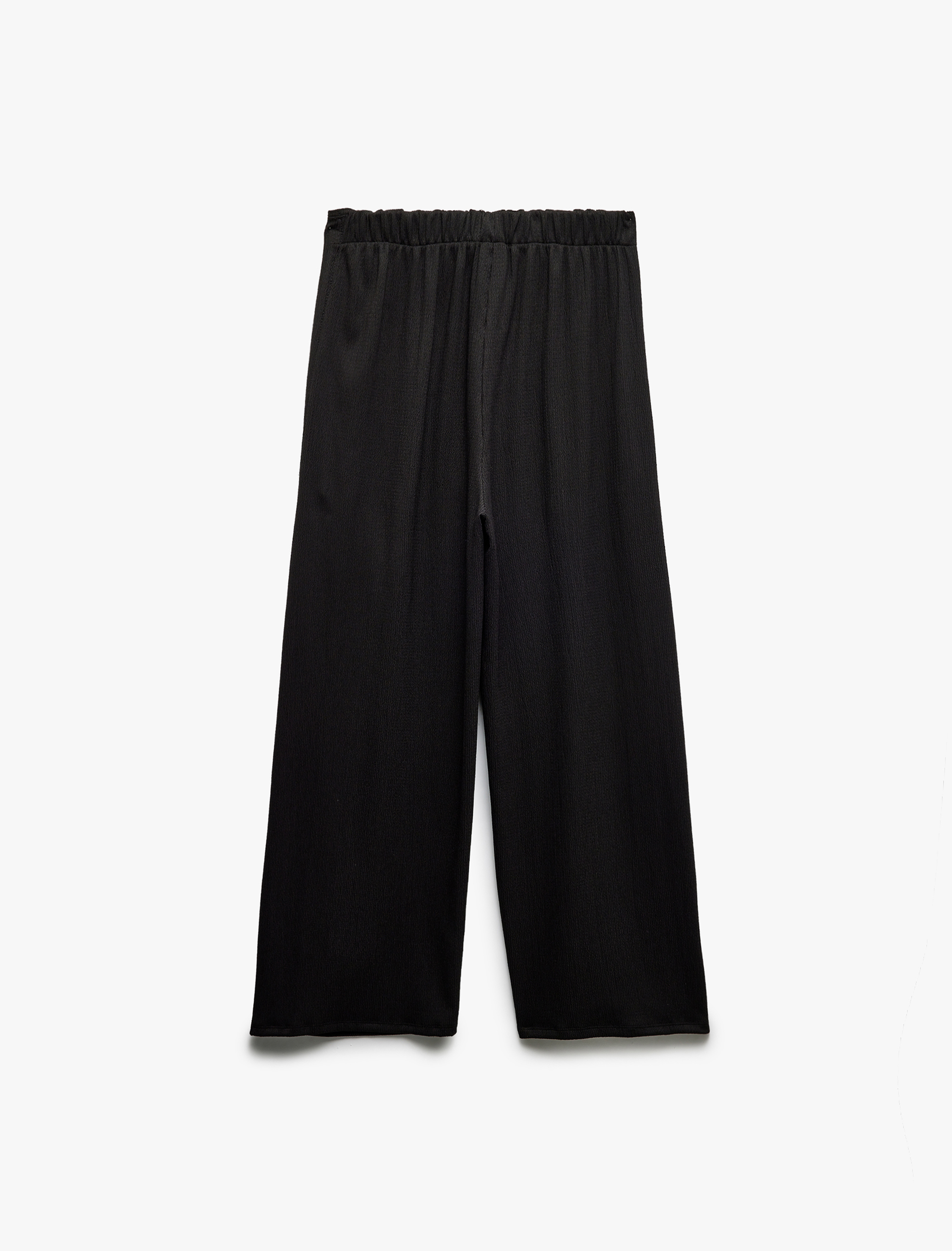   Bağlama Detaylı Rahat Kalıp Yırtmaçlı Geniş Paça Pantolon Bürümcük