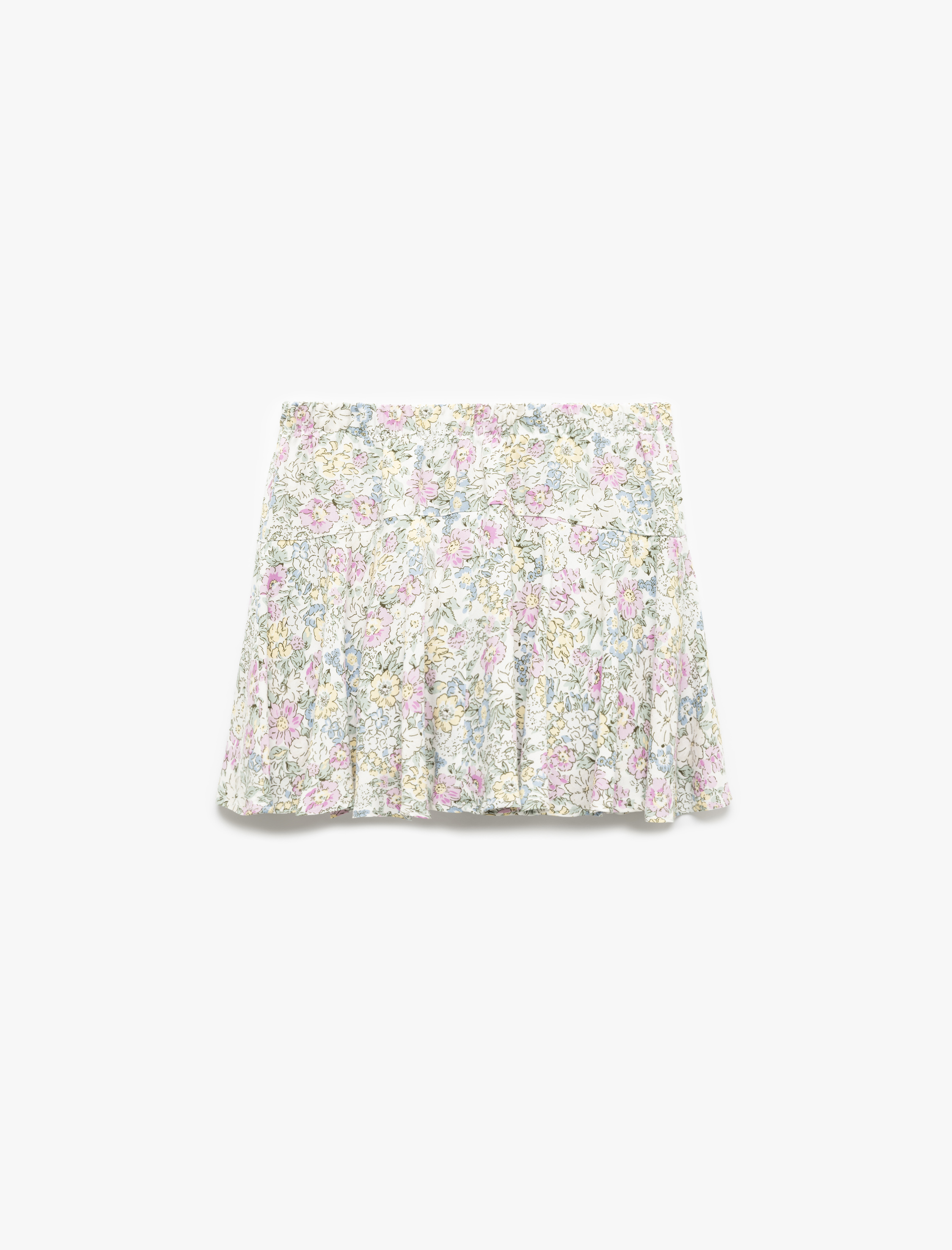   Çiçekli Viskon Volanlı Mini Şort Etek