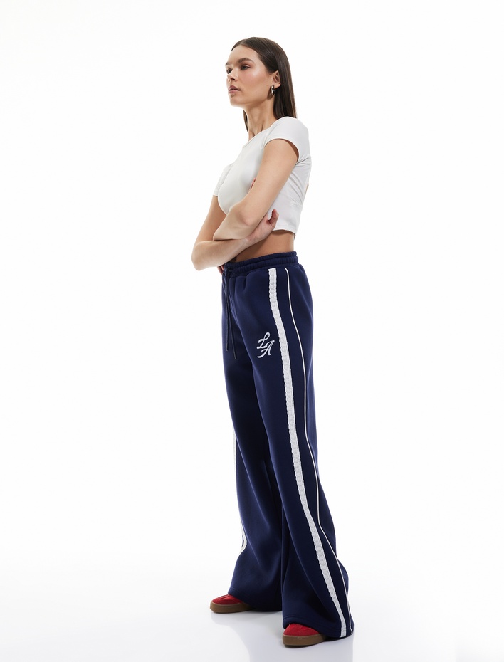  Şardonlu Dantel Detaylı Rahat Kesim Beli Bağcıklı Eşofman Altı