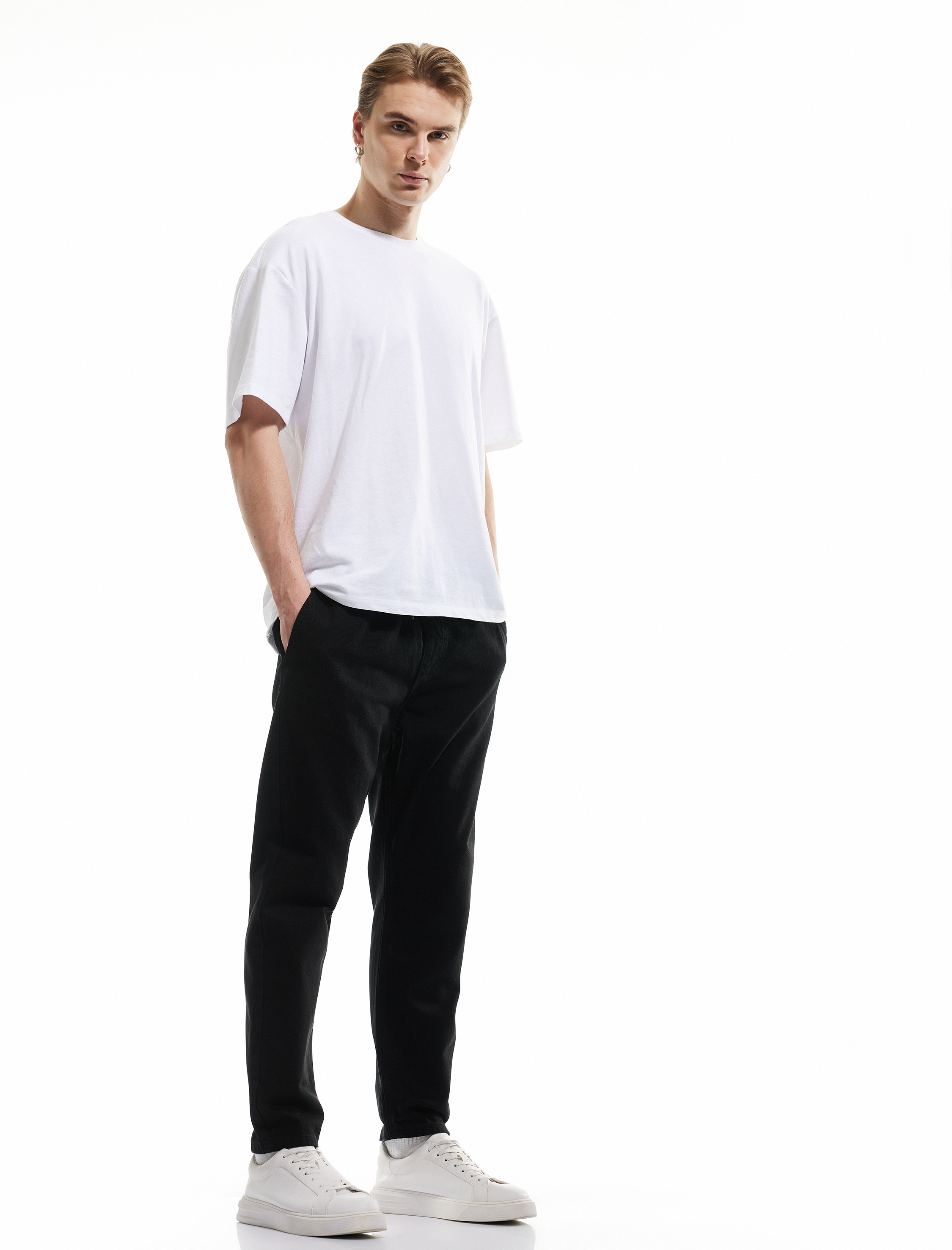   Beli Bağcıklı Cepli Bol Kalıp Jean Pantolon