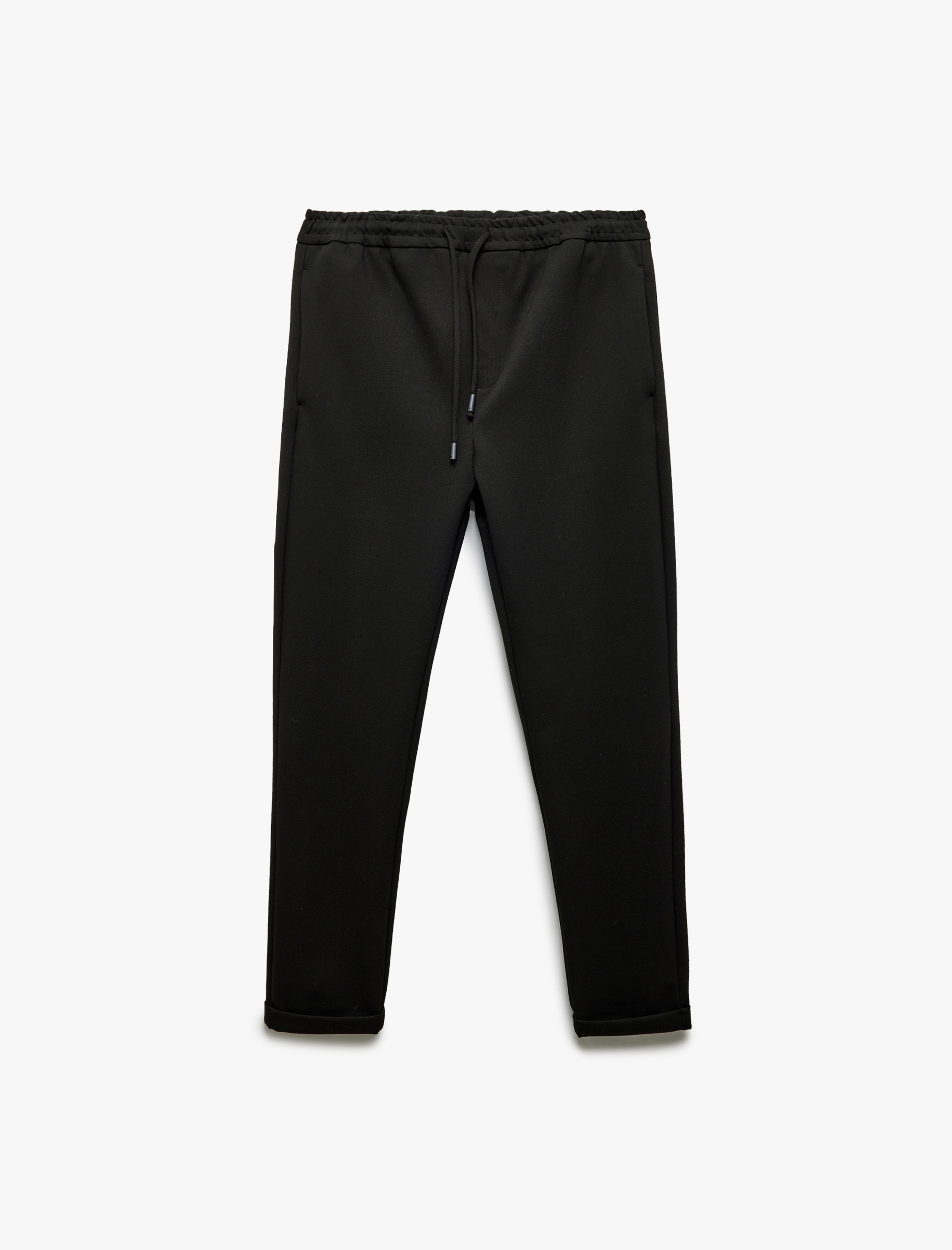   Viskon Karışımlı Katlamalı Paça Beli Bağcıklı Pantolon