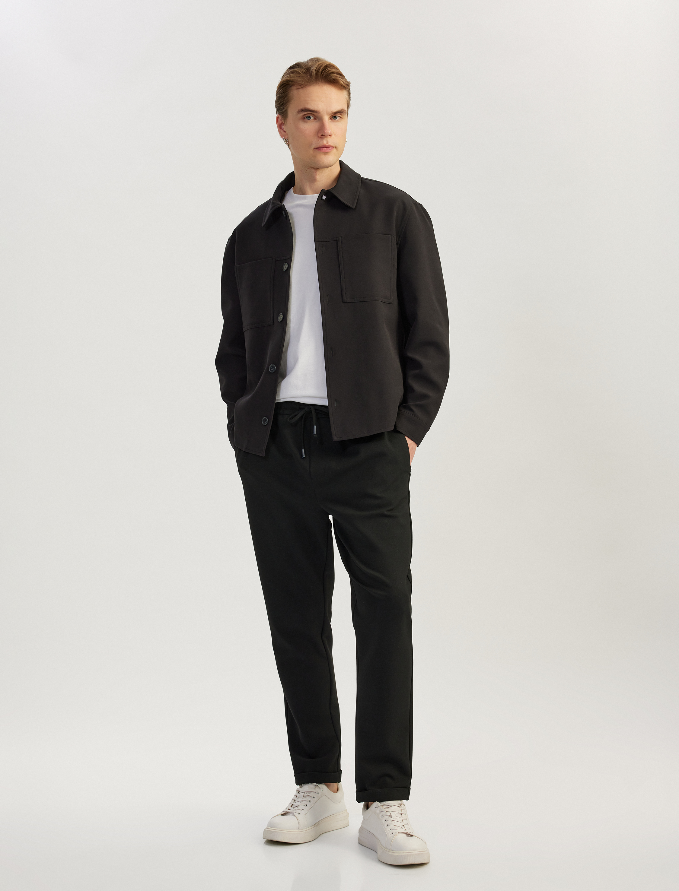   Viskon Karışımlı Katlamalı Paça Beli Bağcıklı Pantolon