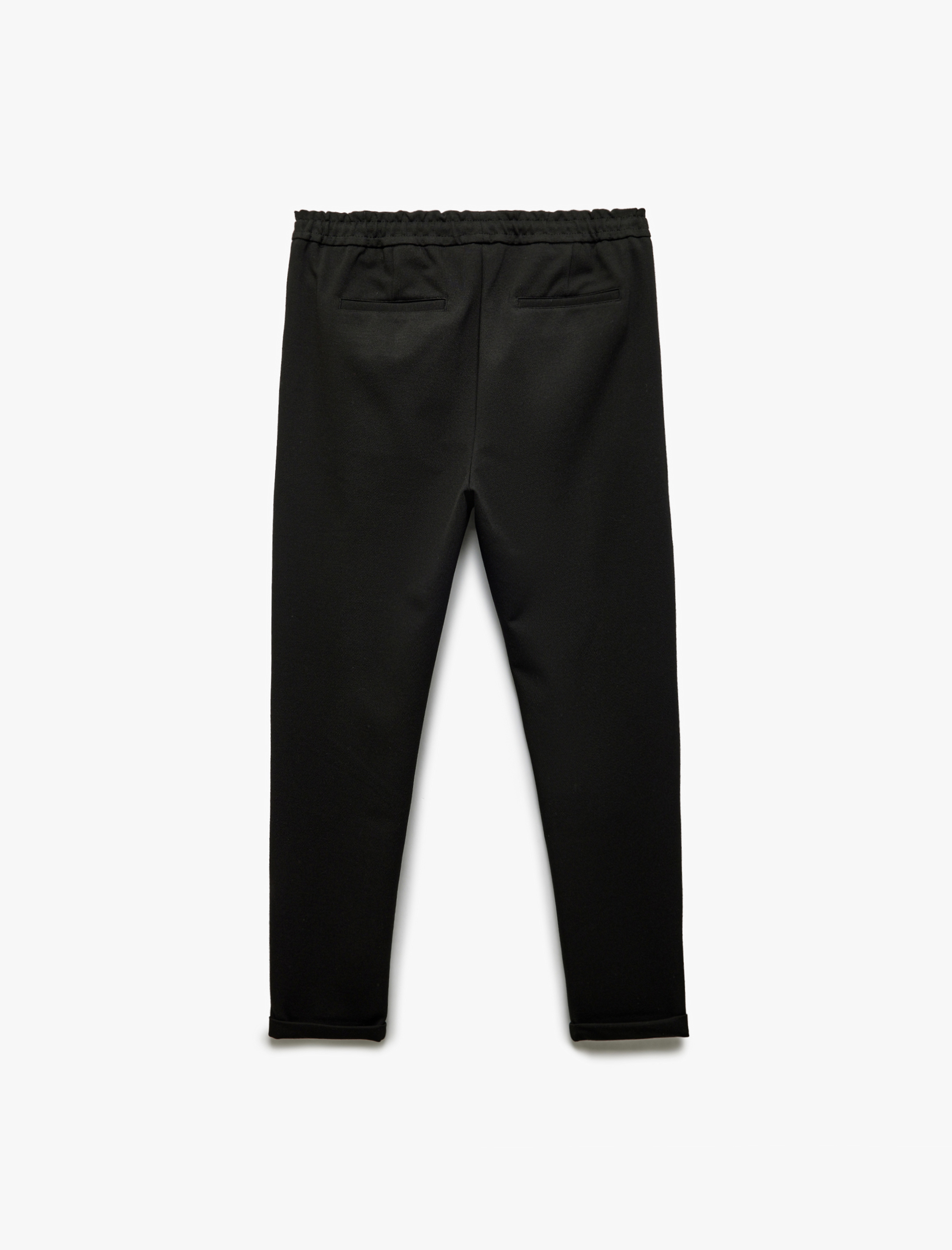   Viskon Karışımlı Katlamalı Paça Beli Bağcıklı Pantolon