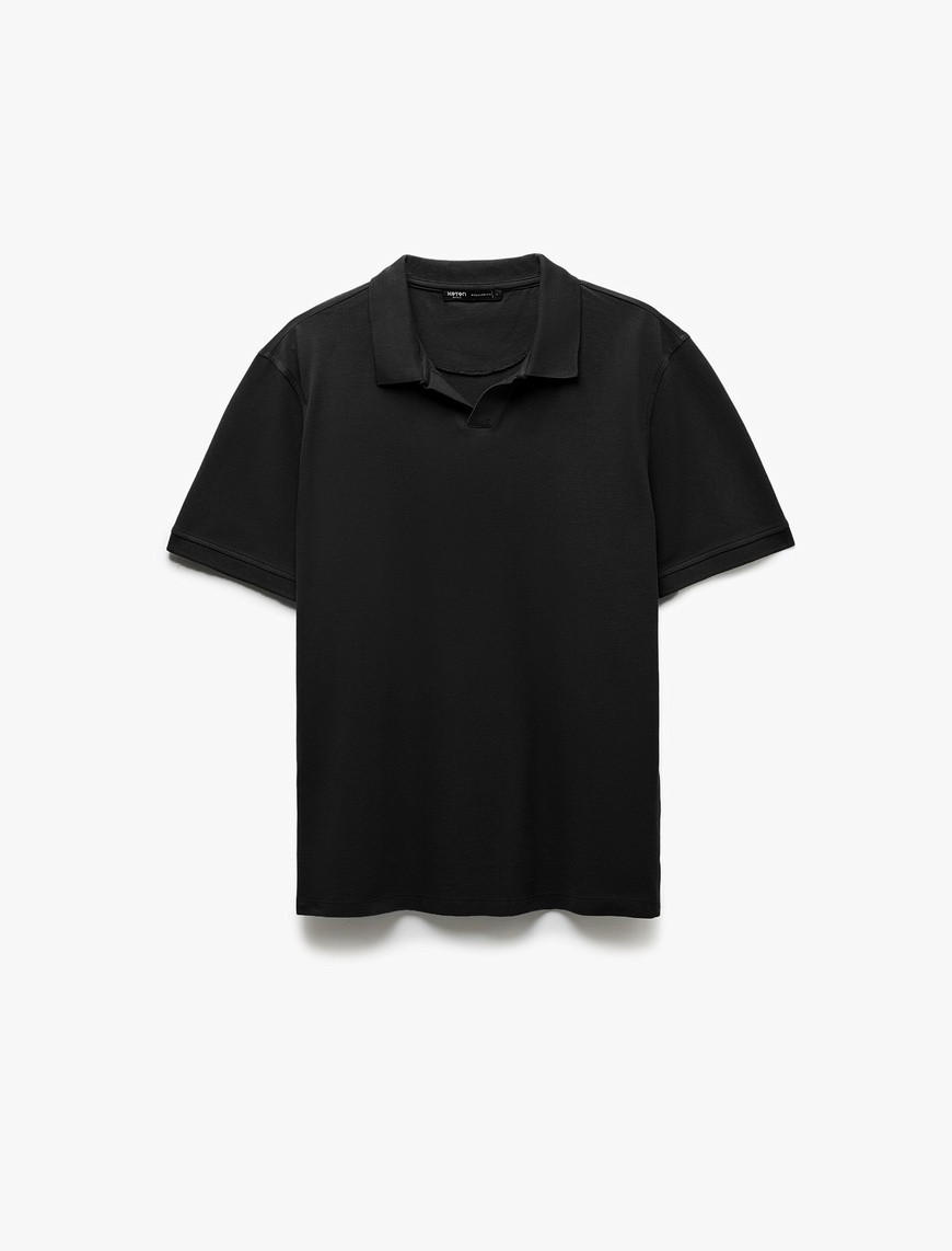   Pamuklu Pike Kumaş Kısa Kollu Regular Fit V Yaka Polo Tişört