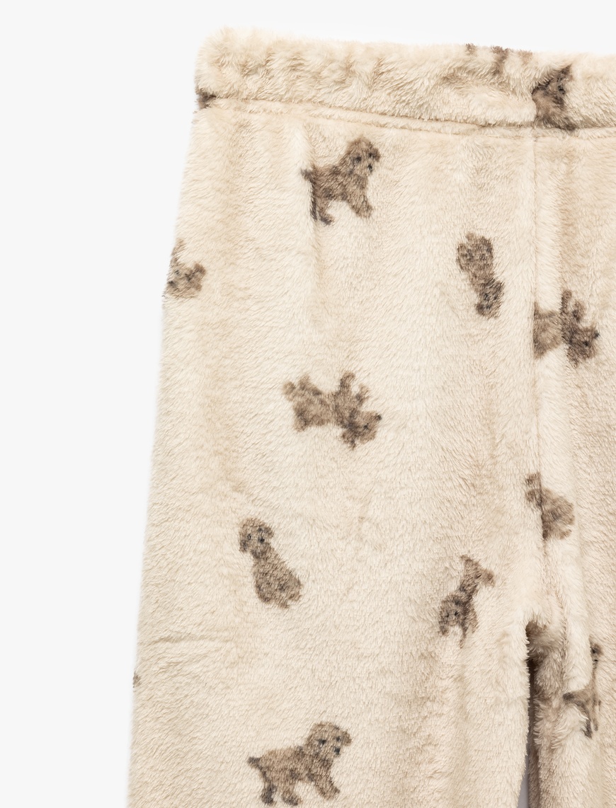   Köpek Desenli Peluş Polar Pijama Takımı