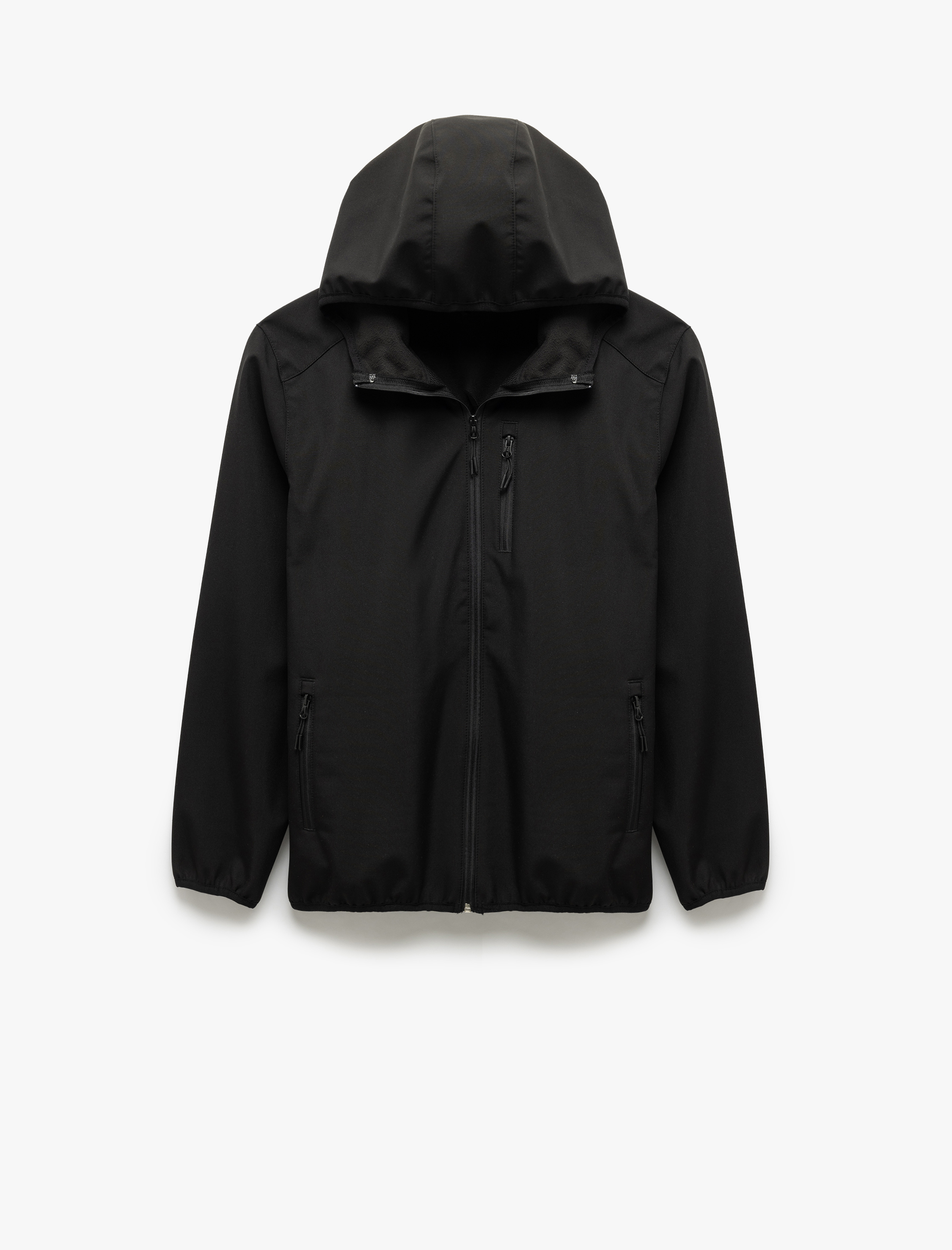   Fermuarlı Cepli Uzun Kollu Slim Fit Kapşonlu Mevsimlik Ceket