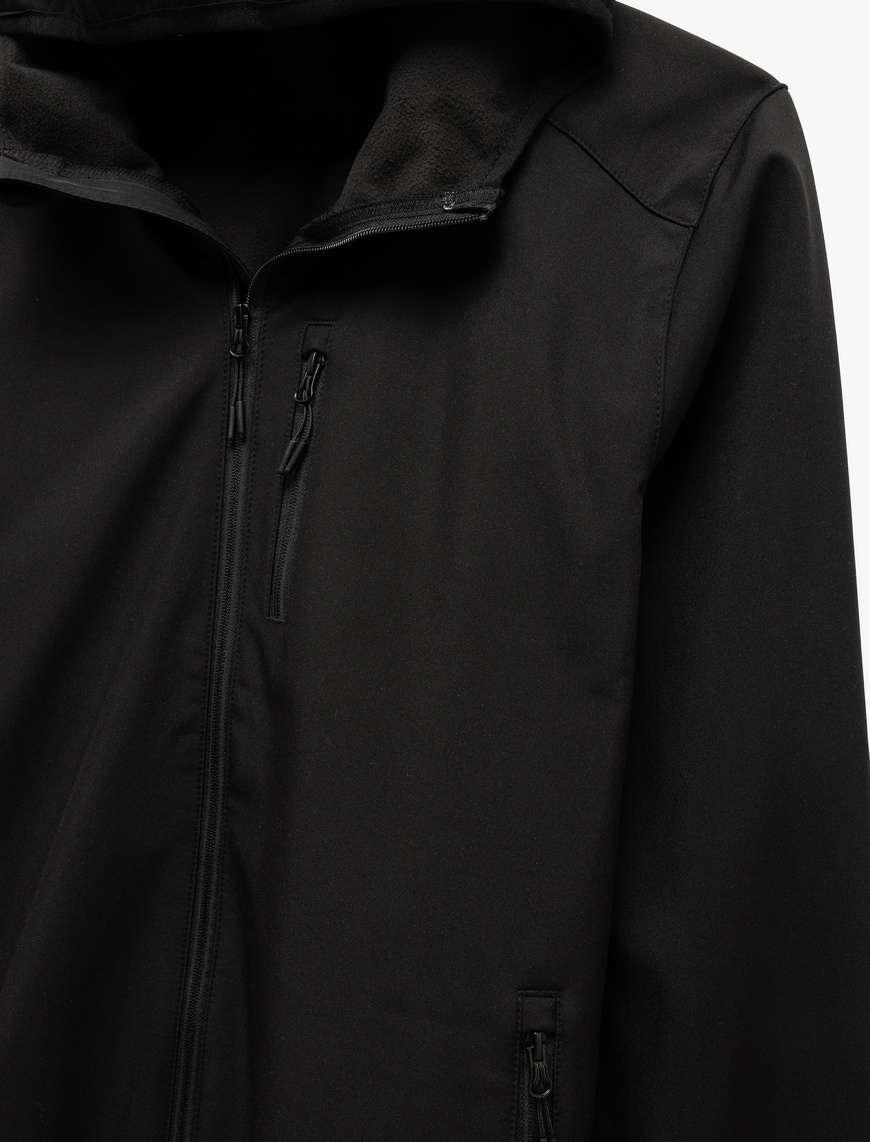   Fermuarlı Cepli Uzun Kollu Slim Fit Kapşonlu Mevsimlik Ceket