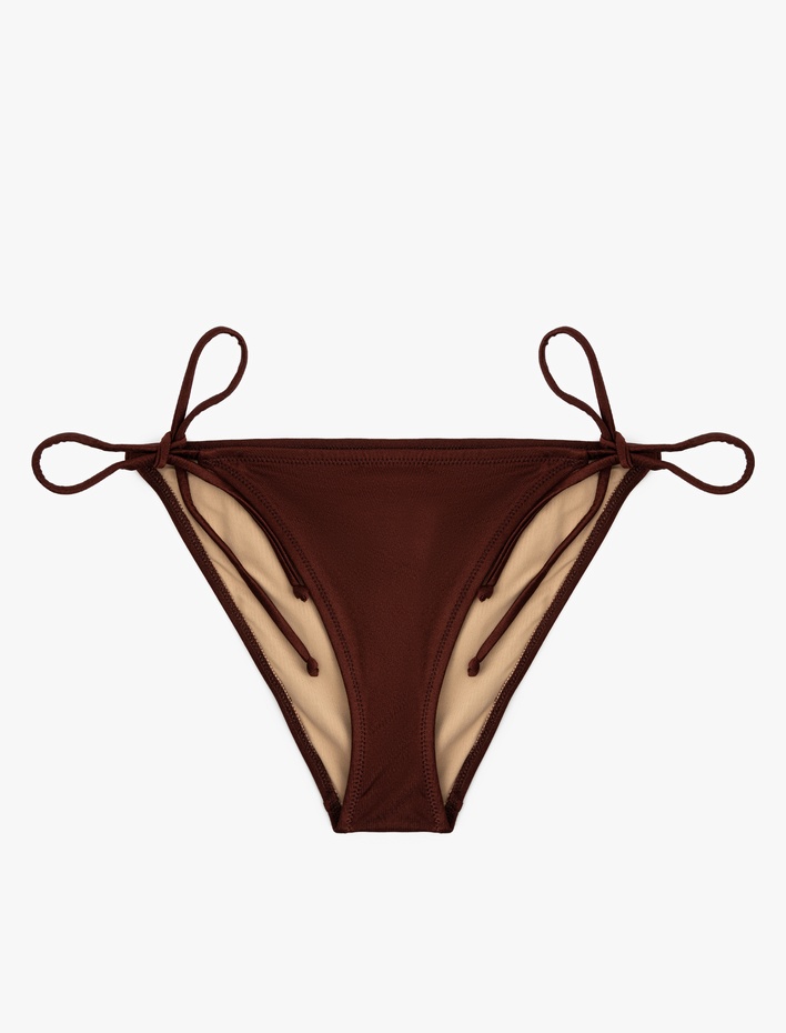  Astarlı Parlak Yanları Bağlamalı İpli Bikini Altı