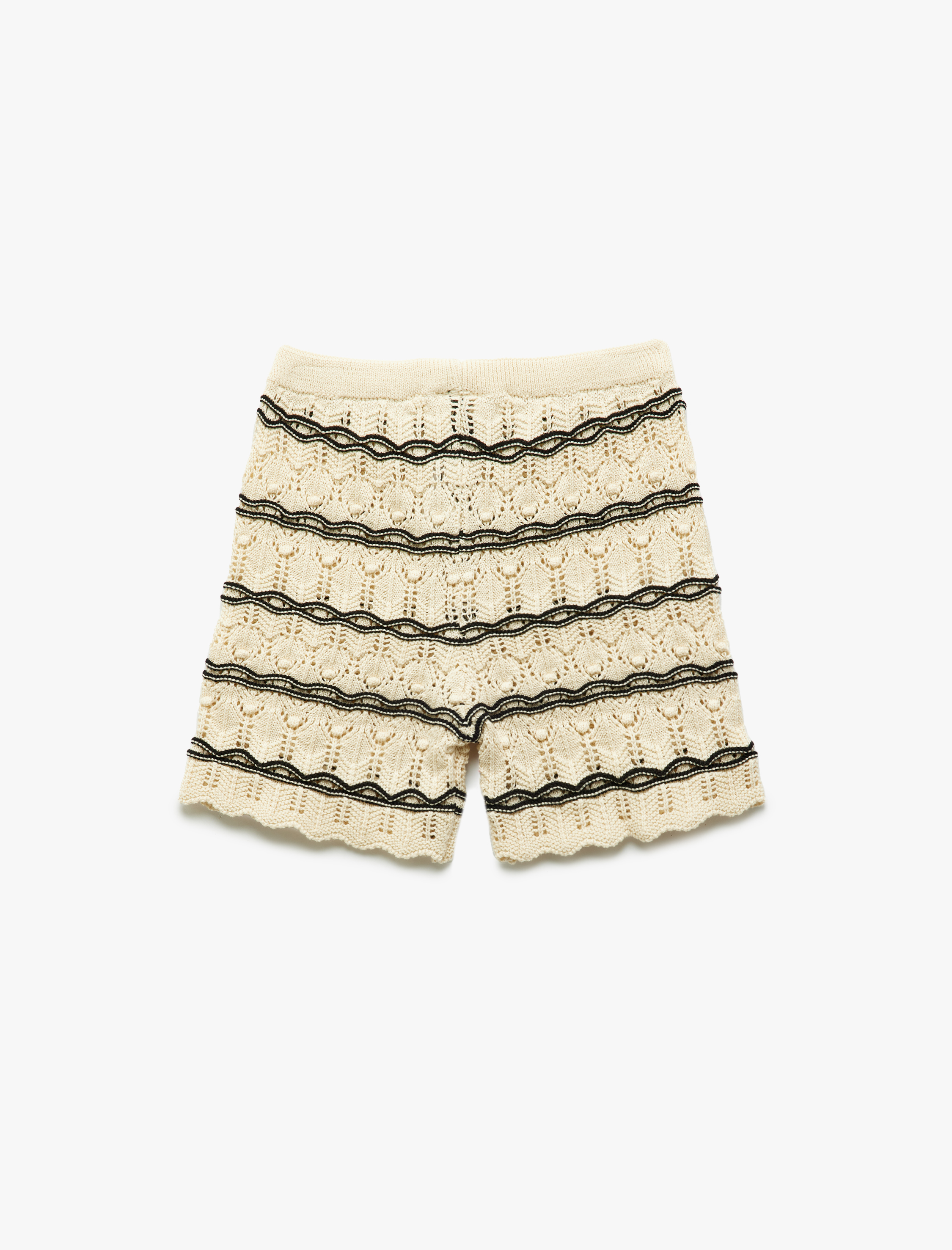  Kız Çocuk Pamuklu Örgü Detaylı Ajurlu Triko Şort