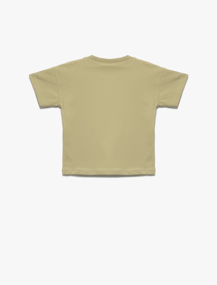 Erkek Bebek Bisiklet Yaka Kısa Kollu Baskılı Pamuklu Tişört