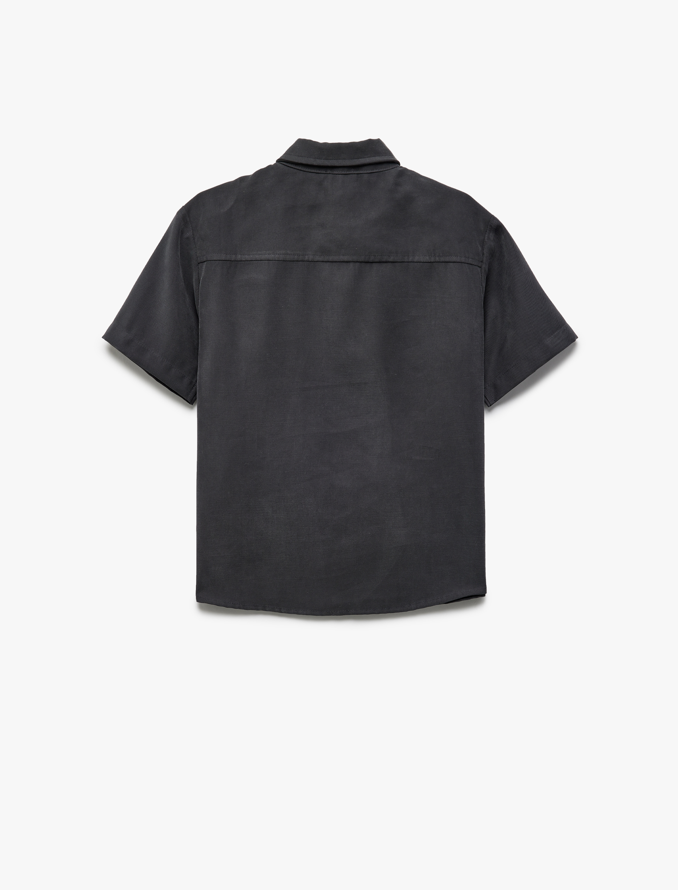  Erkek Çocuk Kısa Kollu Düğmeli Tek Cep Detaylı Basic Viskon Gömlek