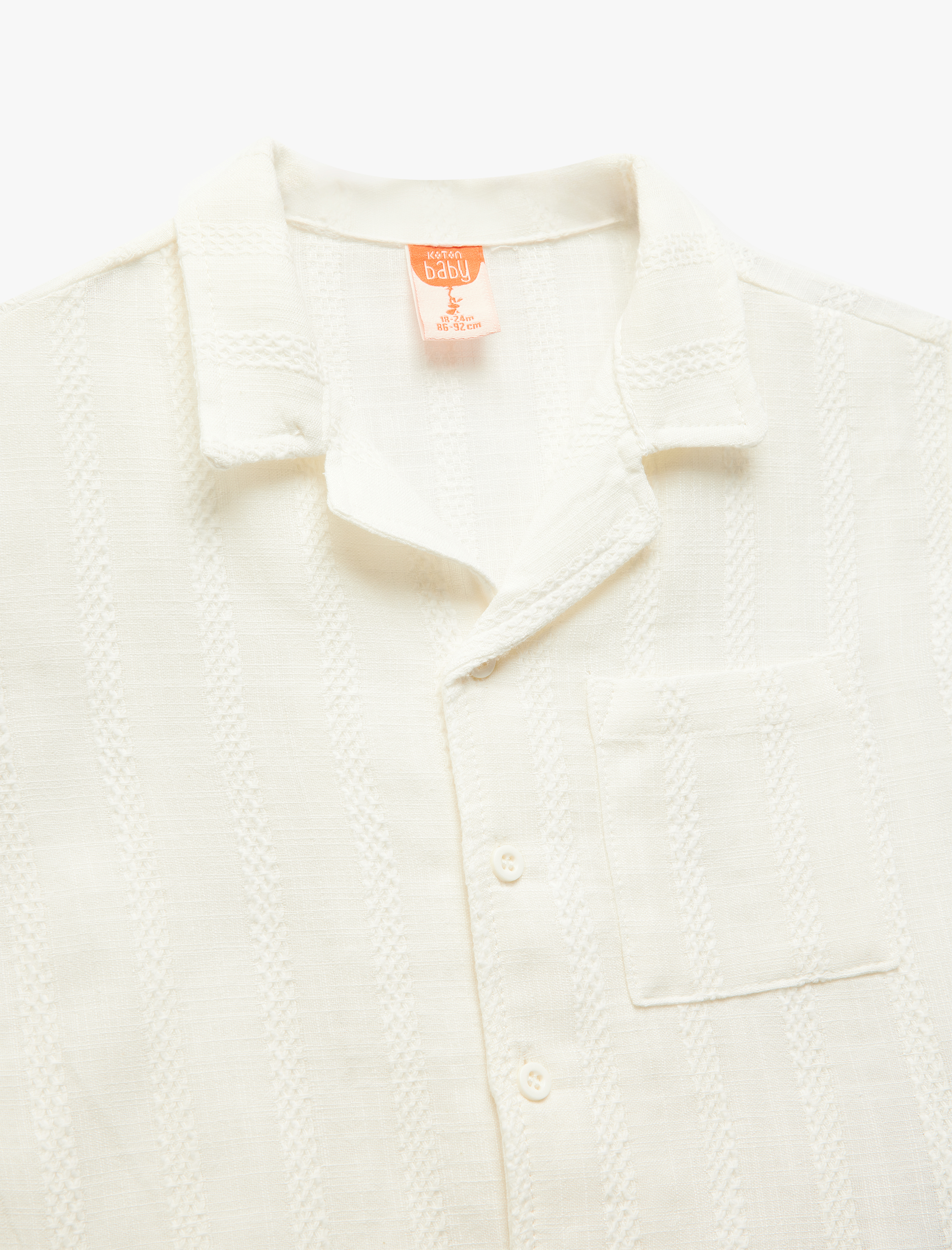  Erkek Bebek Kısa Kollu Viskon Karışımlı Düğmeli Cep Detaylı Basic Gömlek
