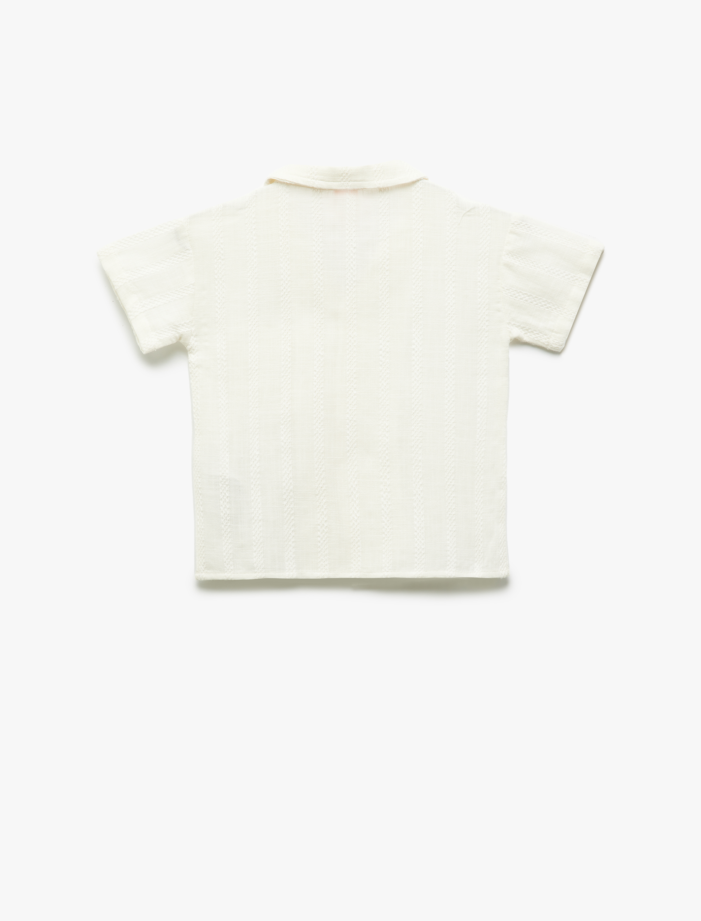  Erkek Bebek Kısa Kollu Viskon Karışımlı Düğmeli Cep Detaylı Basic Gömlek