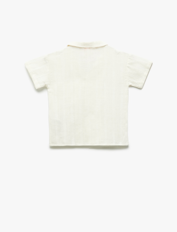 Erkek Bebek Kısa Kollu Viskon Karışımlı Düğmeli Cep Detaylı Basic Gömlek