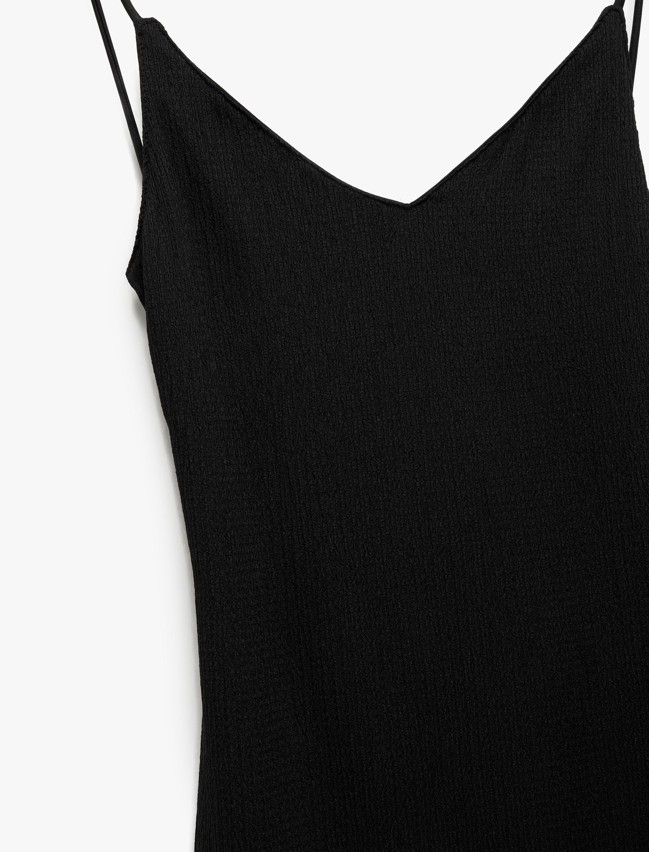   Sırt Detaylı İp Askılı V Yaka Uzun Elbise Bürümcük