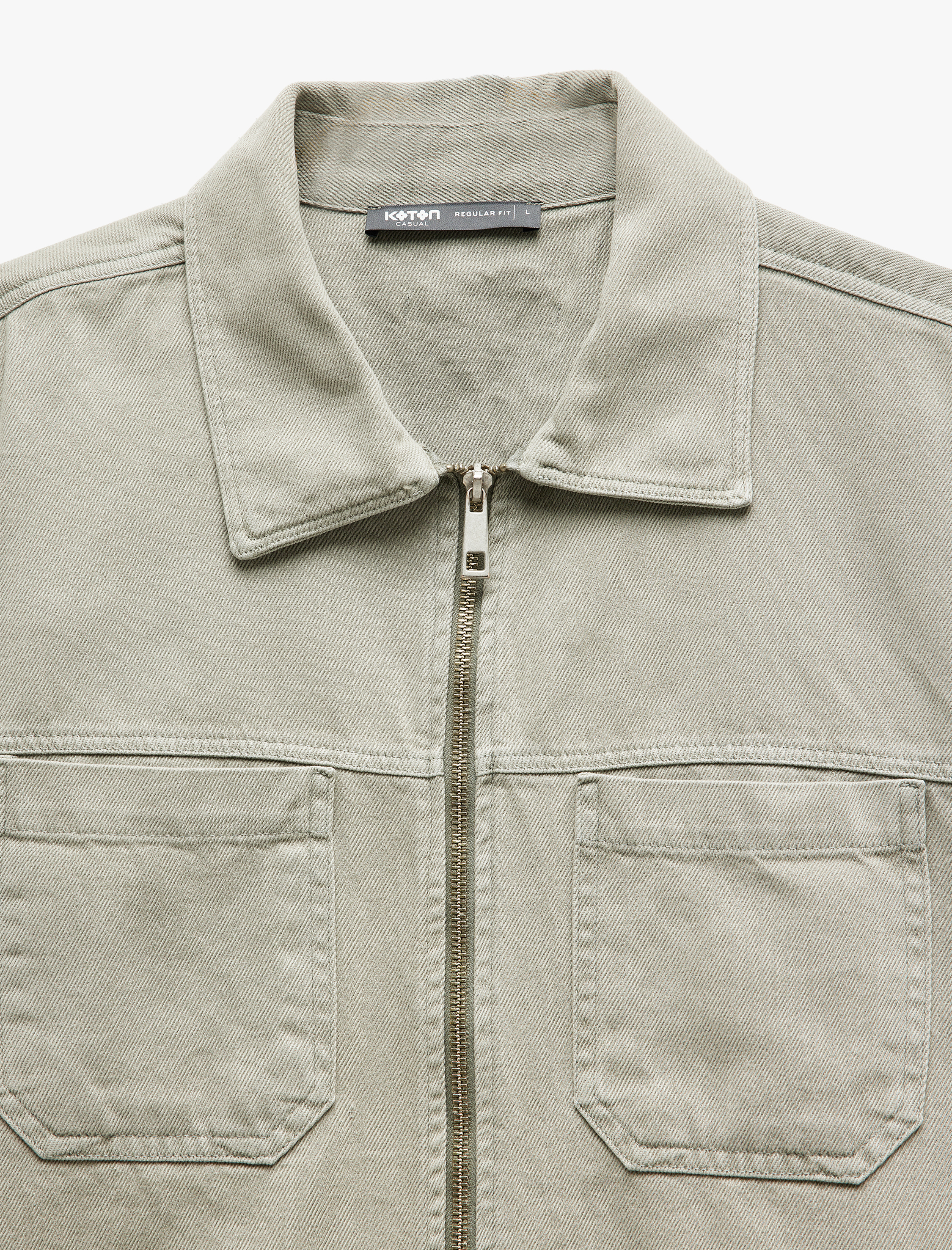   Pamuklu Uzun Kollu Cep Detaylı Gabardin Fermuarlı Mevsimlik Ceket