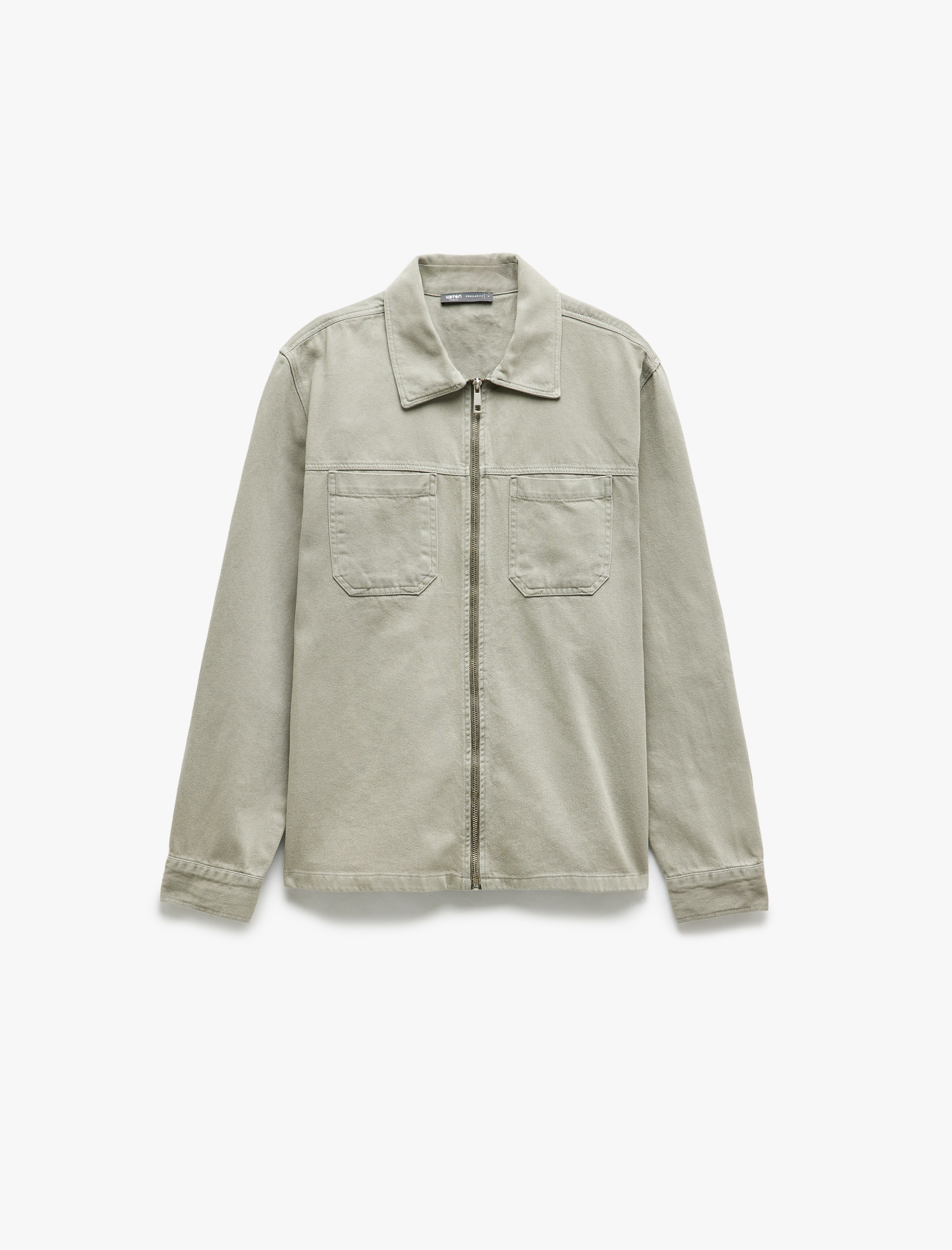   Pamuklu Uzun Kollu Cep Detaylı Gabardin Fermuarlı Mevsimlik Ceket