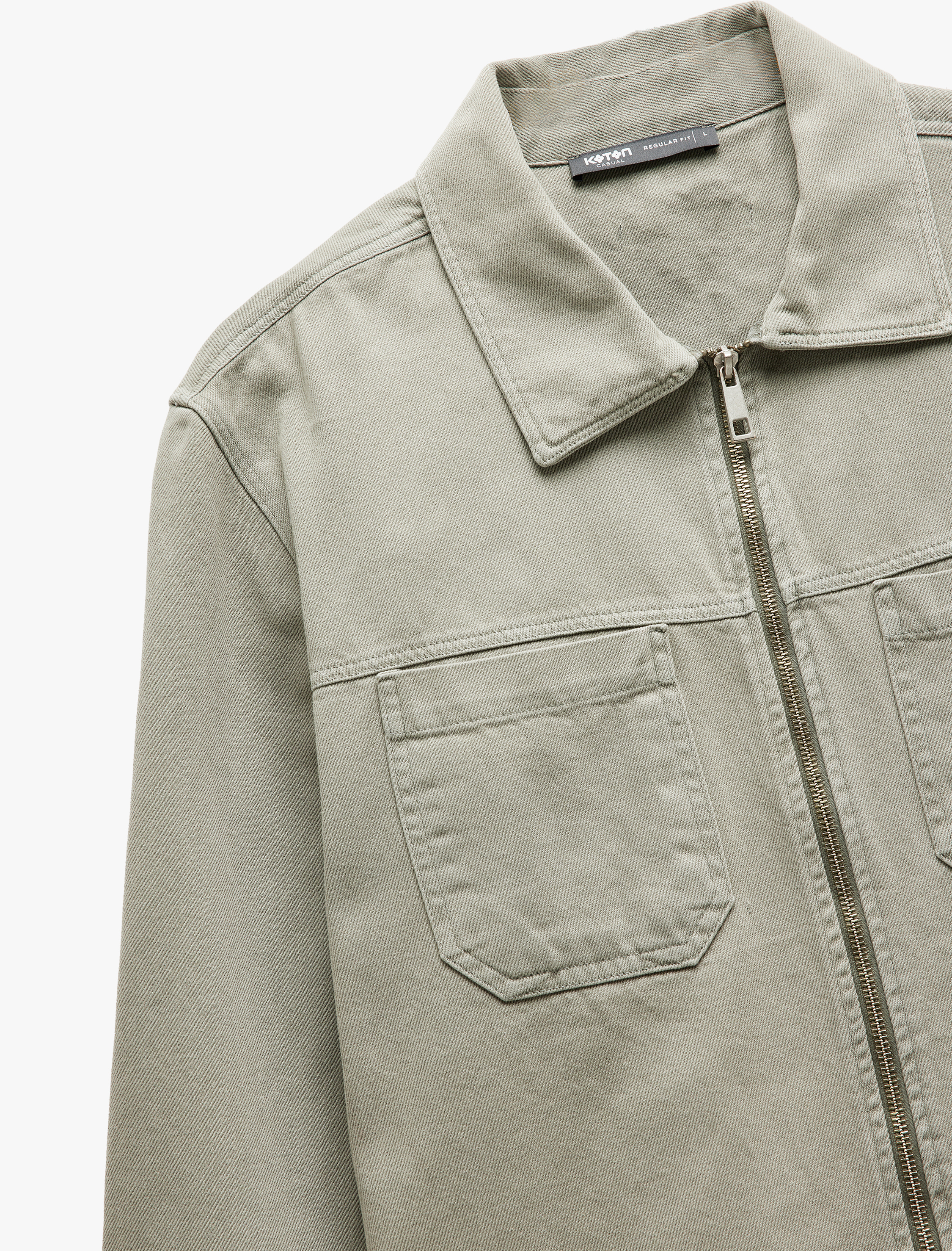   Pamuklu Uzun Kollu Cep Detaylı Gabardin Fermuarlı Mevsimlik Ceket