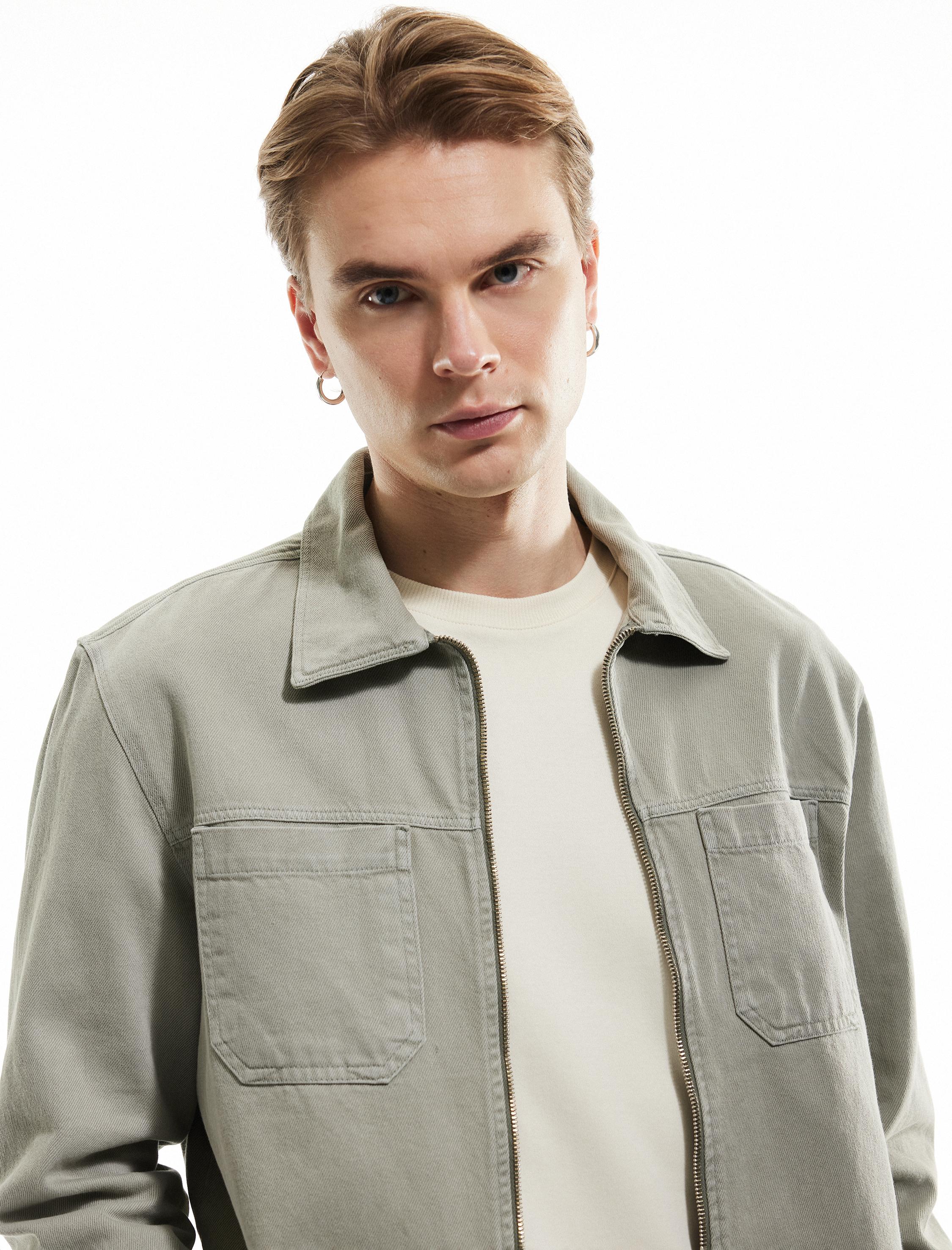   Pamuklu Uzun Kollu Cep Detaylı Gabardin Fermuarlı Mevsimlik Ceket