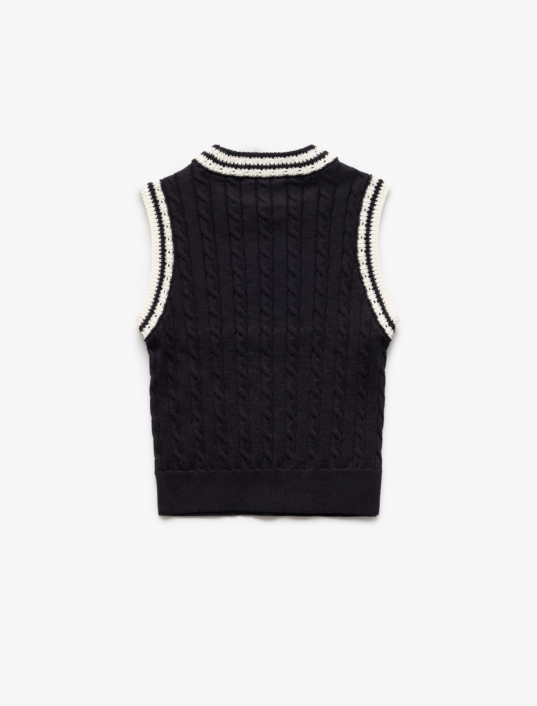 Kız Çocuk Bisiklet Yaka Kolsuz Çizgili Triko Süveter