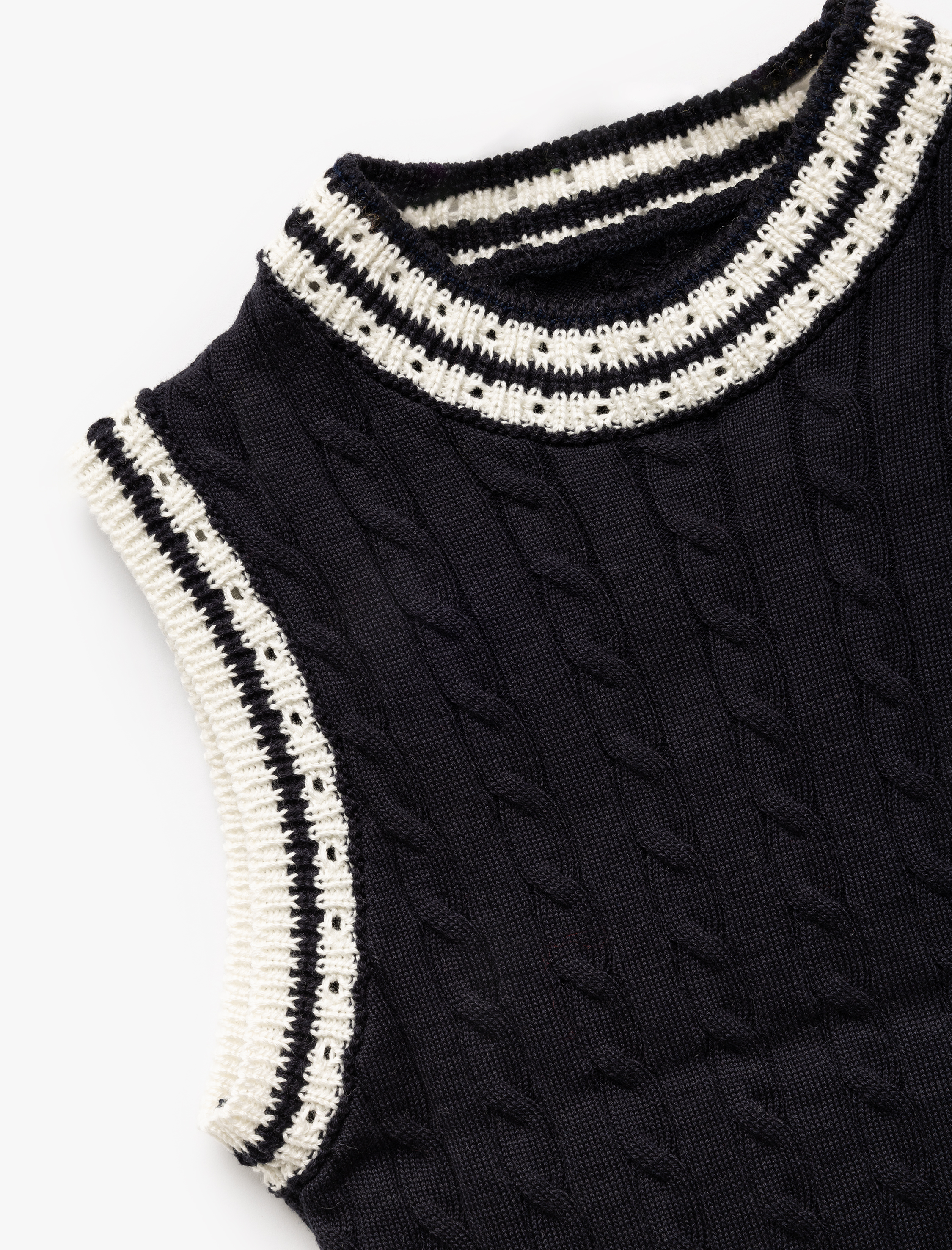 Kız Çocuk Bisiklet Yaka Kolsuz Çizgili Triko Süveter