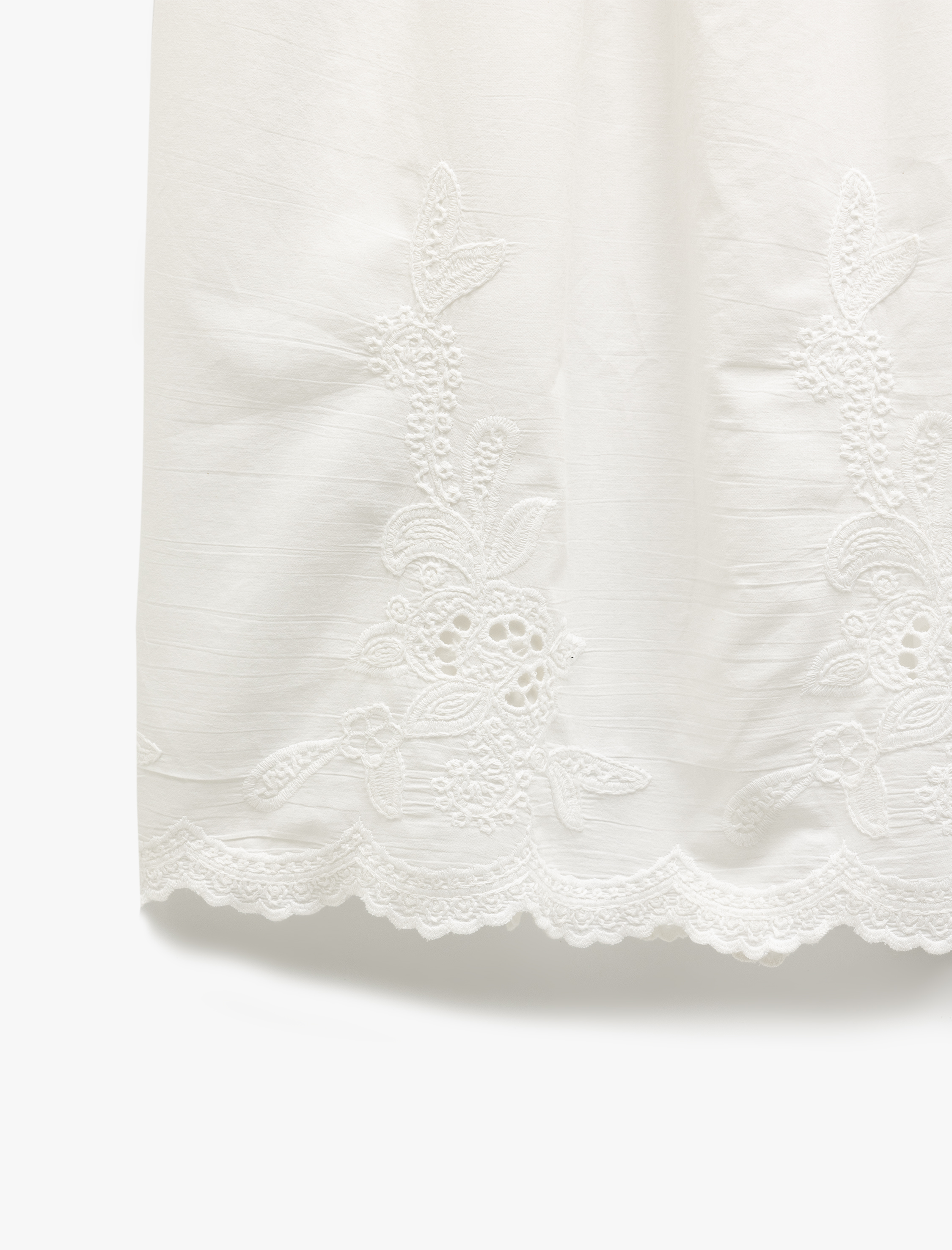   Pamuklu A Kesim Dantel Detaylı Midi Etek