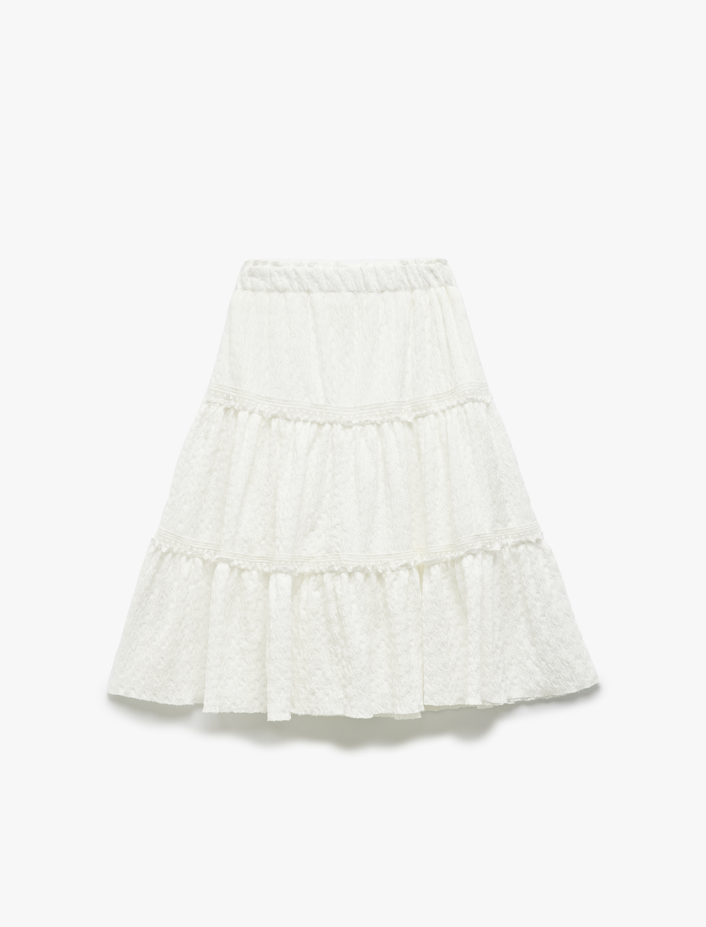 Kız Çocuk Beli Lastikli Dantel Detaylı A Kesim Katlı Midi Etek