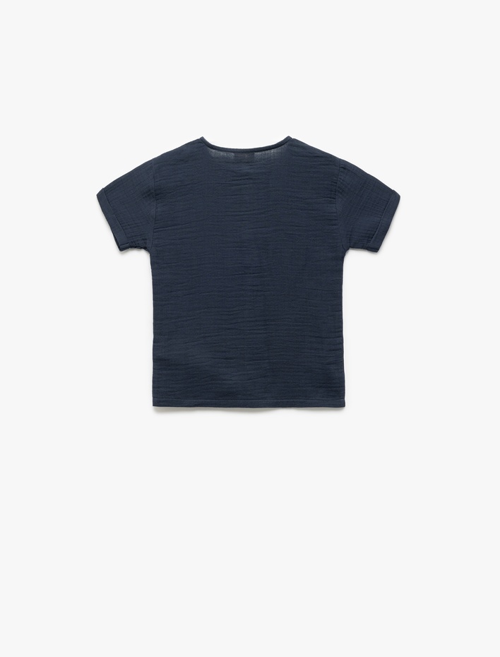 Erkek Çocuk Bisiklet Yaka Düğmeli Kısa Kollu Pamuklu Tişört