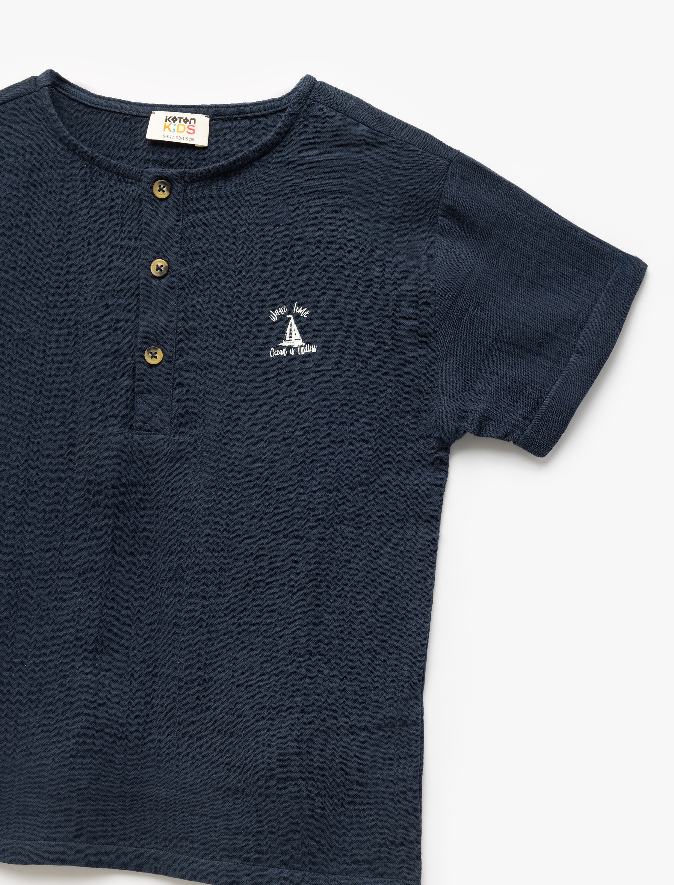  Erkek Çocuk Bisiklet Yaka Düğmeli Kısa Kollu Pamuklu Tişört