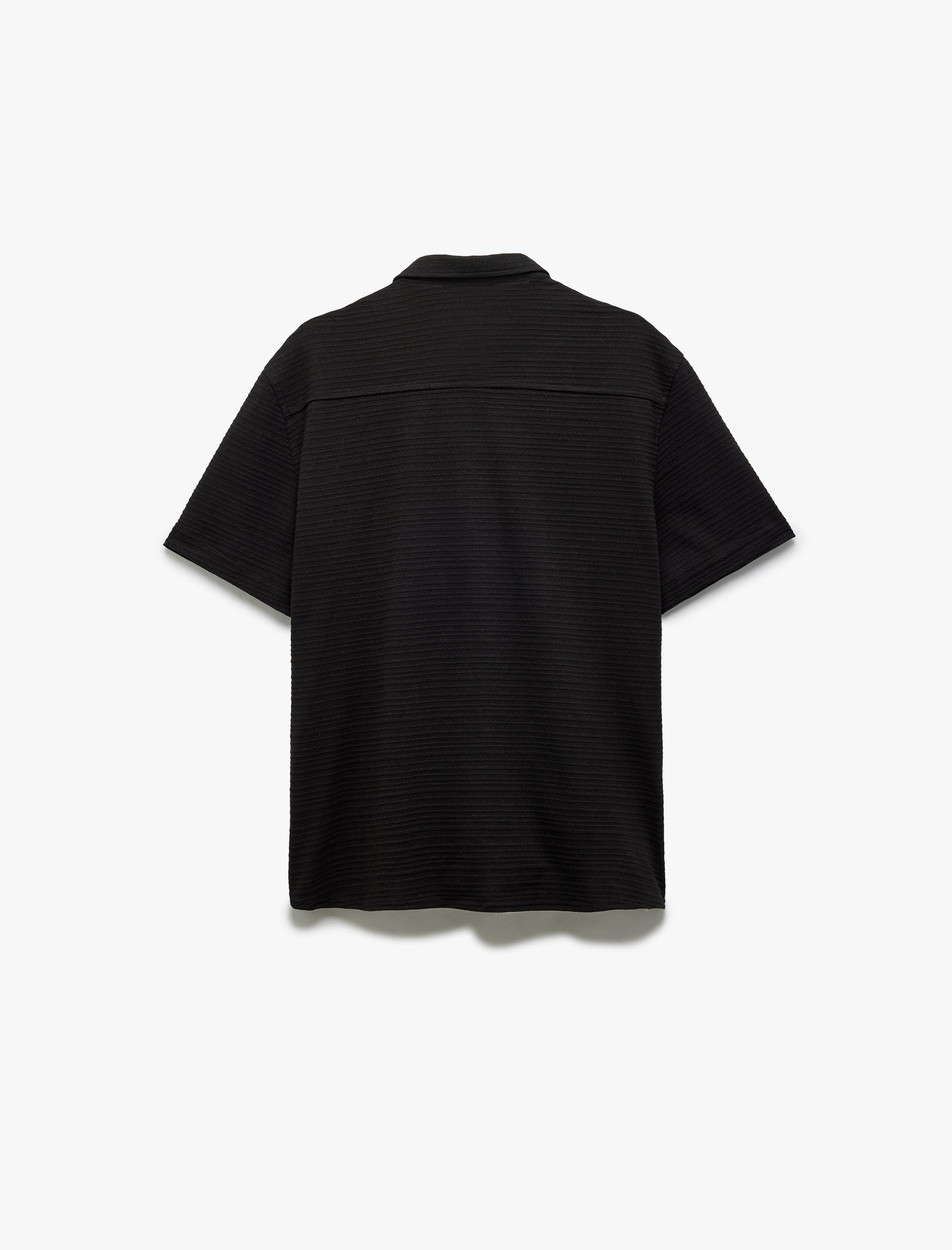   Düğmeli Yaka Dokulu Regular Fit Klasik Kısa Kollu Gömlek