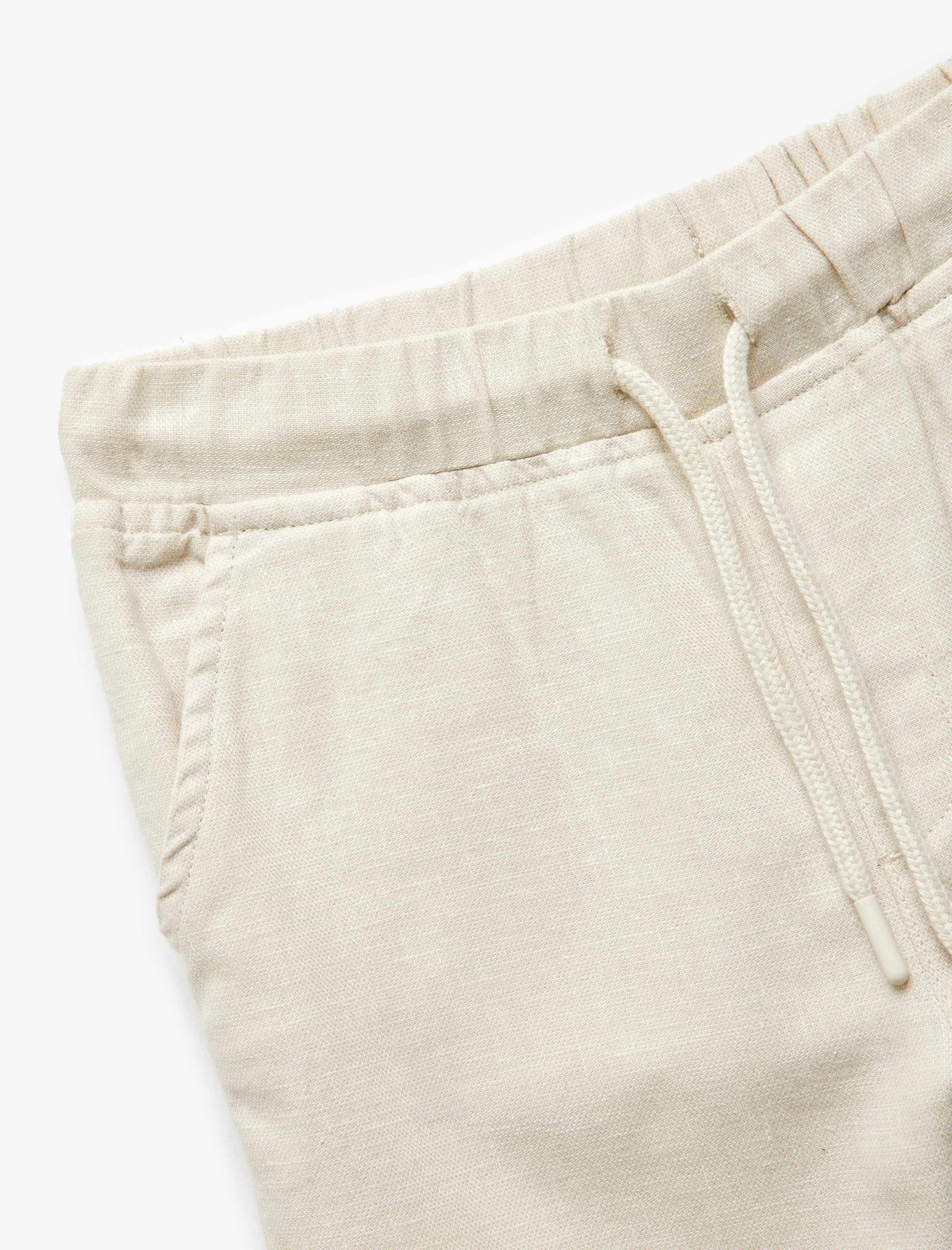  Erkek Çocuk Beli Bağcıklı Keten Karışımlı Basic Pantolon