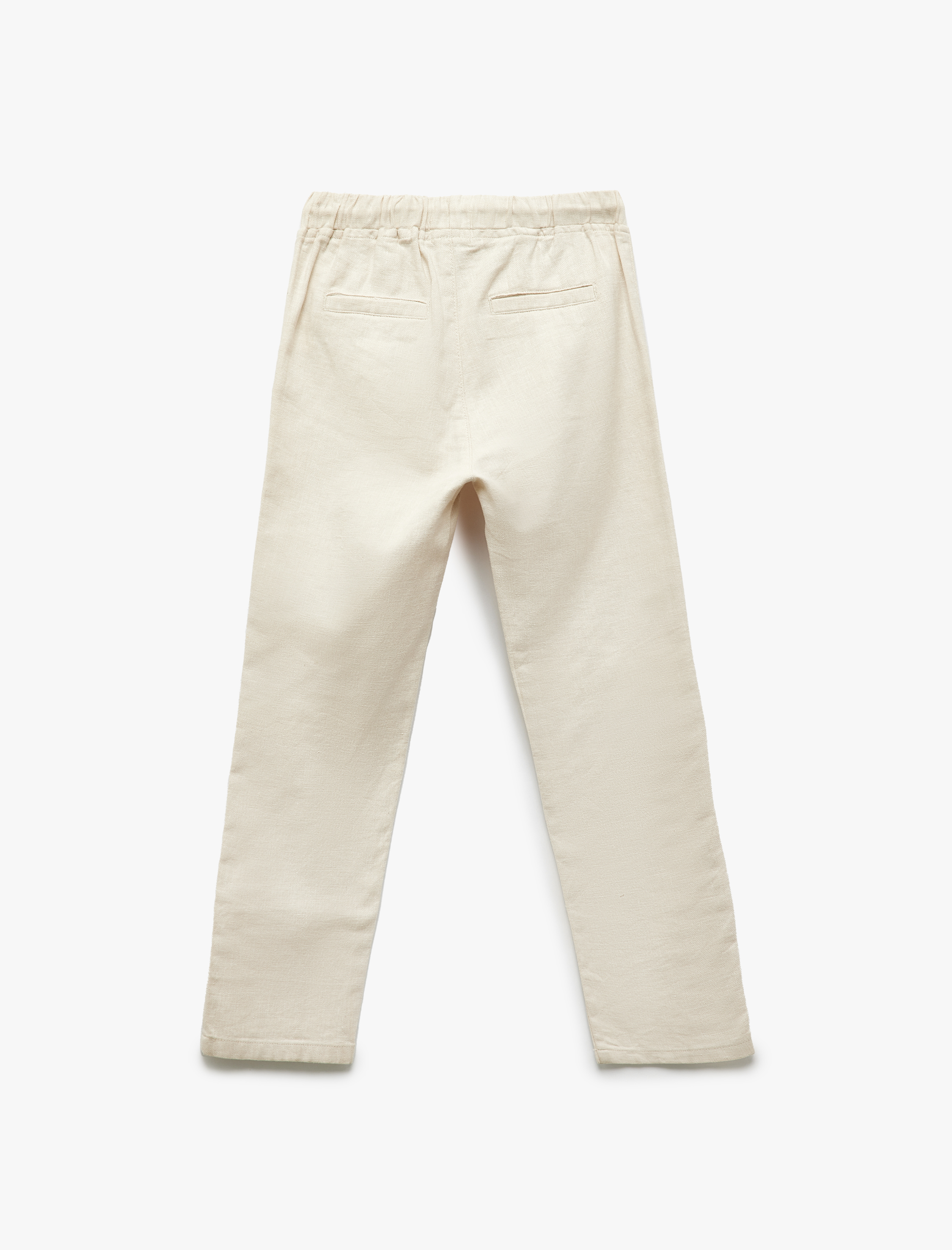  Erkek Çocuk Beli Bağcıklı Keten Karışımlı Basic Pantolon