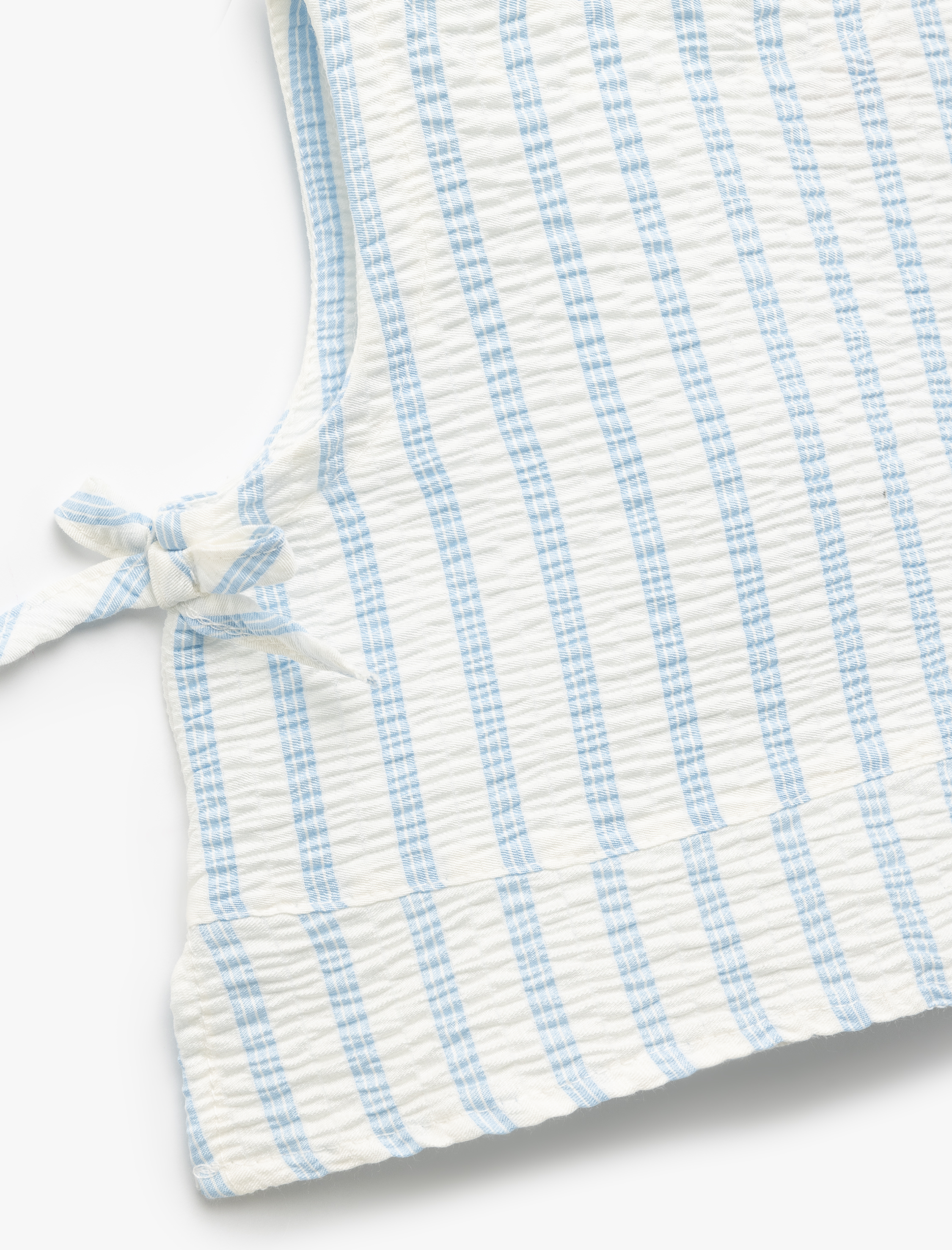 Kız Bebek Fiyonk Detaylı Viskon Karışımlı Bisiklet Yaka Çizgili Crop Bluz