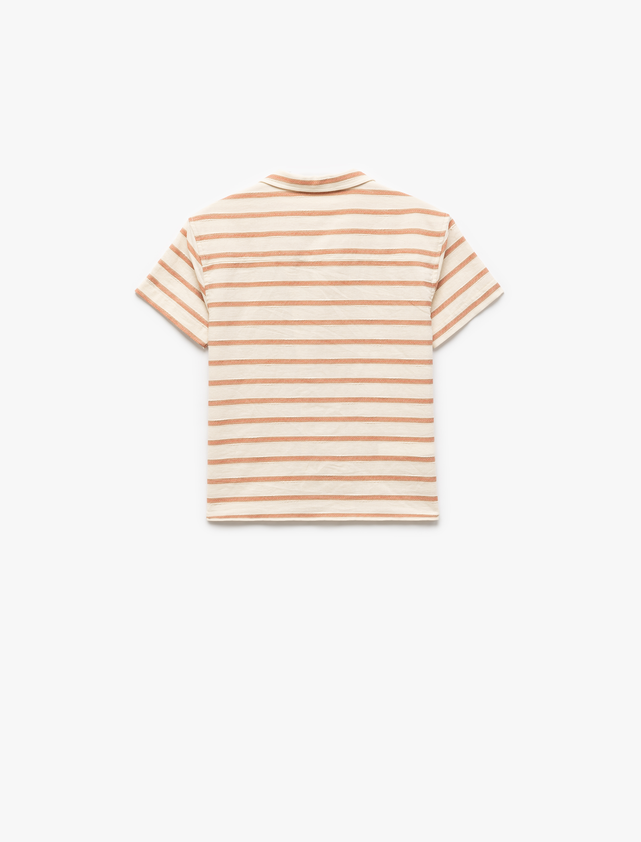  Erkek Çocuk Kısa Kollu Cep Detaylı Pamuklu Çizgili Gömlek