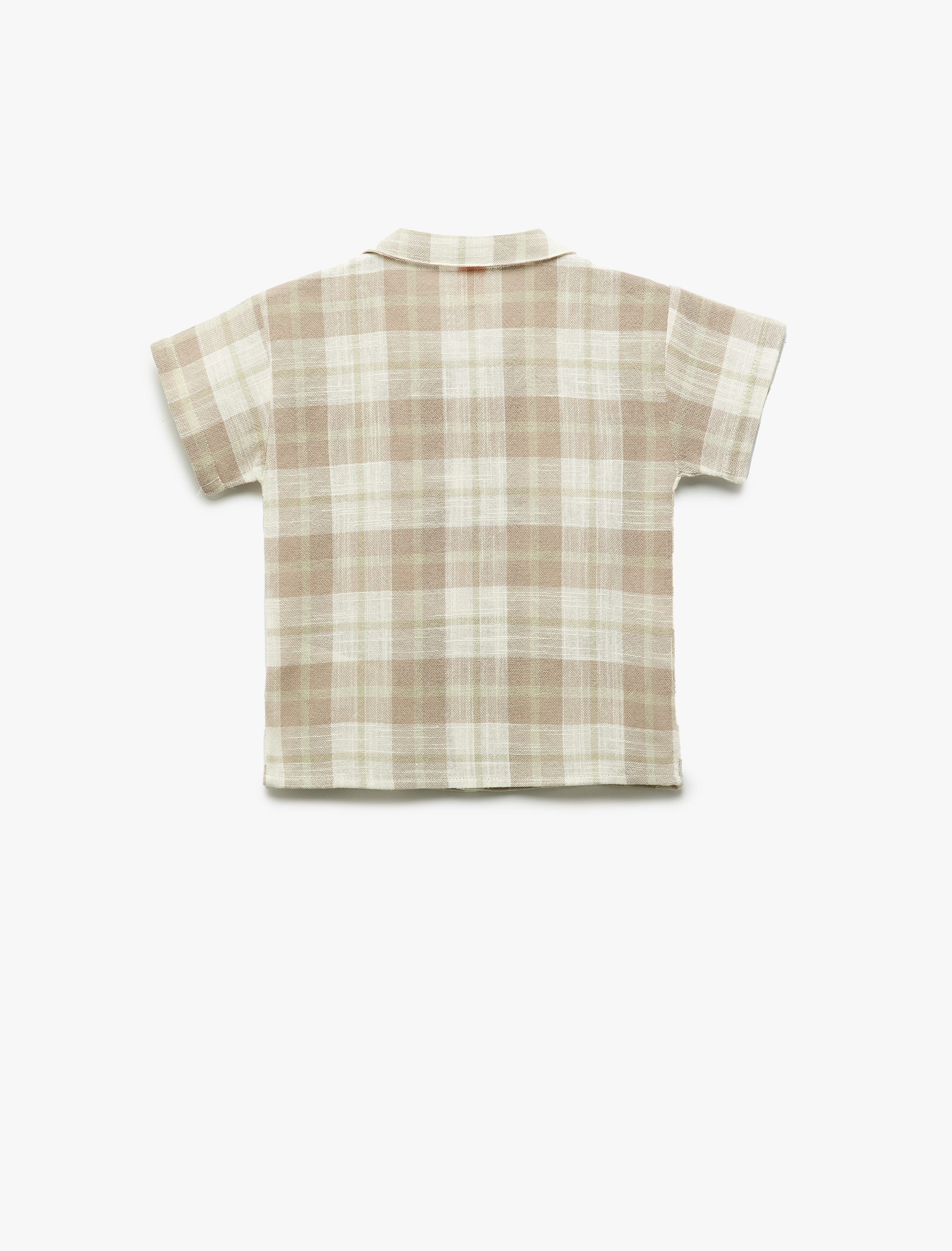  Erkek Bebek Pamuklu Cep Detaylı Ekoseli Kısa Kollu Gömlek