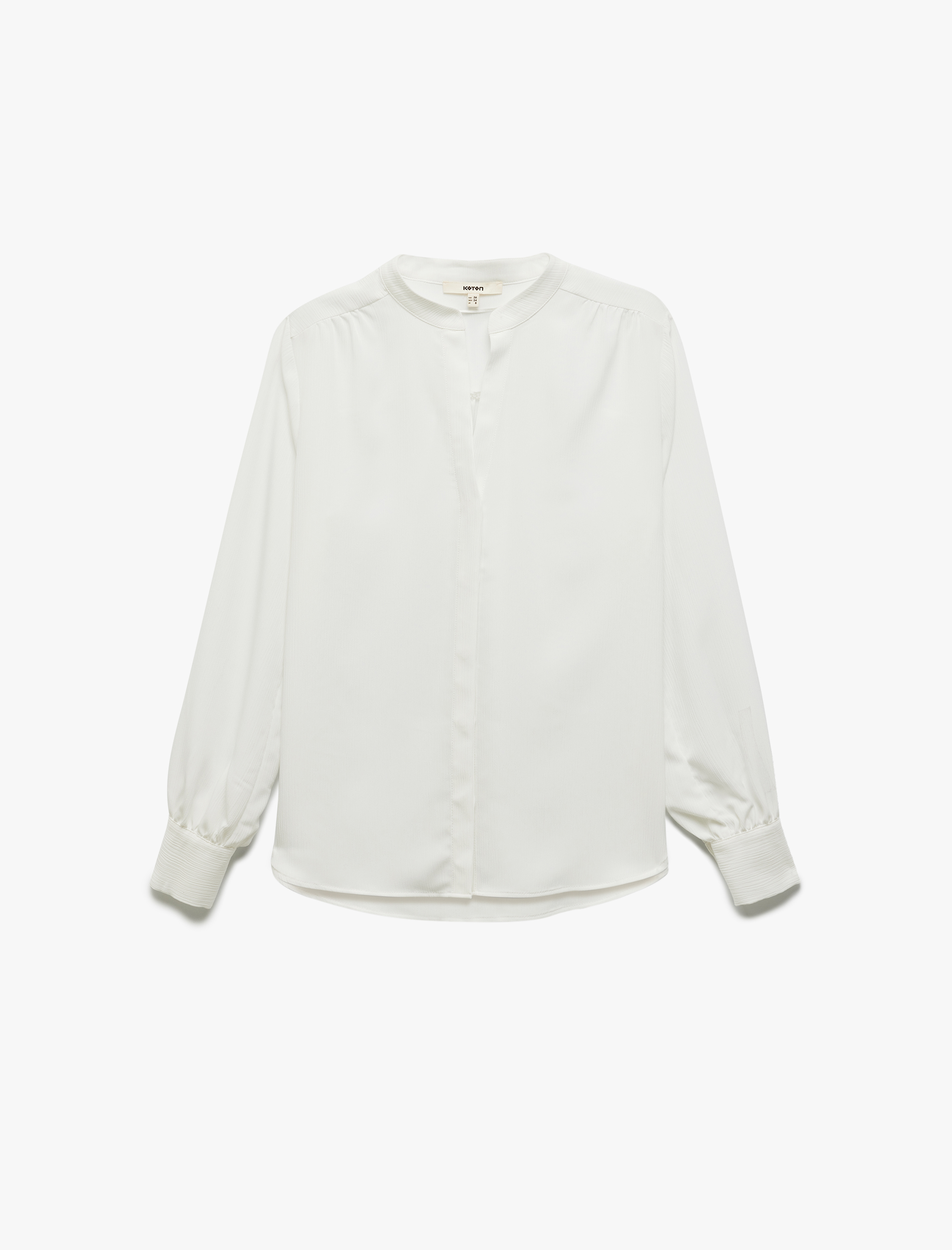 Düğmeli Hakim Yaka Uzun Kollu Saten Gömlek