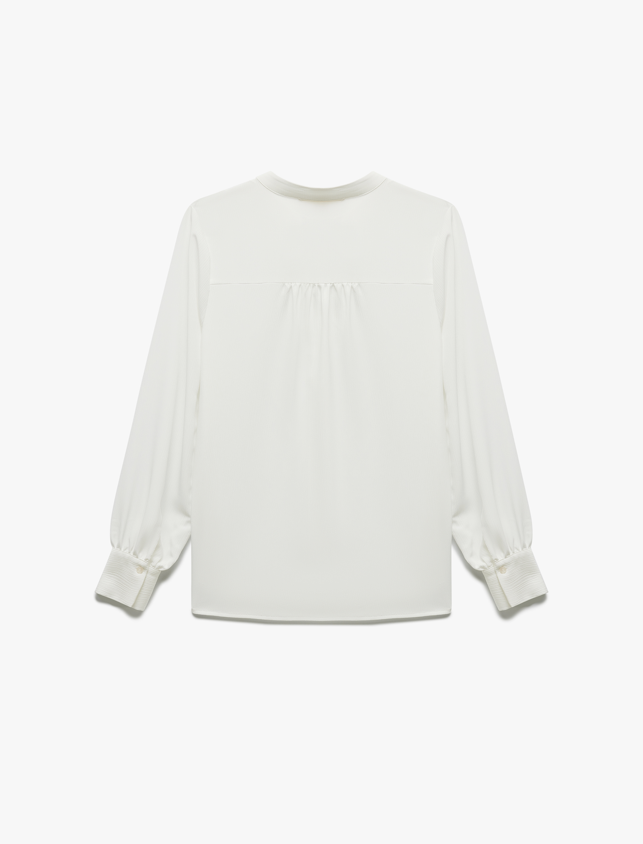 Düğmeli Hakim Yaka Uzun Kollu Saten Gömlek