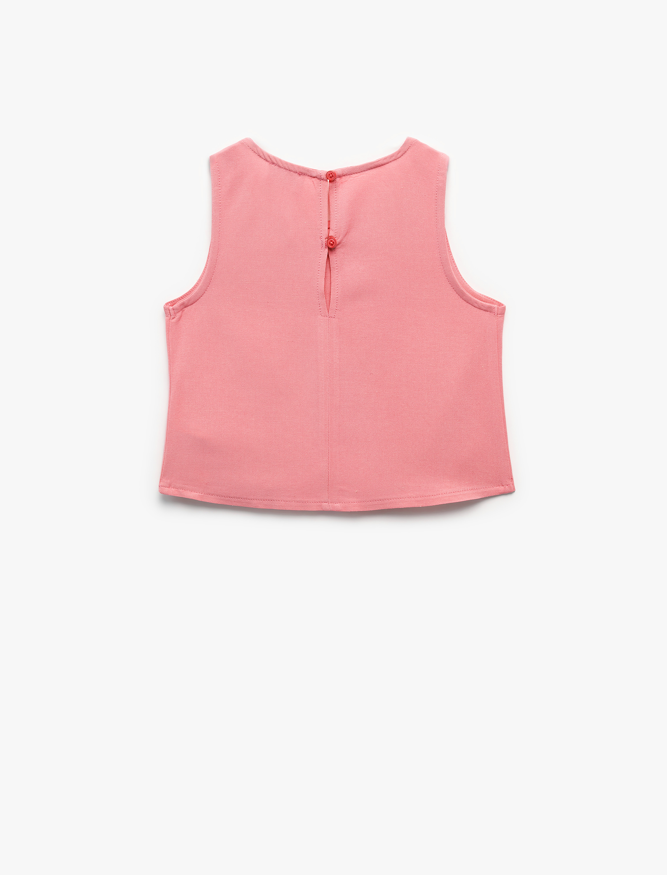  Kız Çocuk Bisiklet Yaka Kolsuz Asimetrik Kesim Viskon Crop Bluz