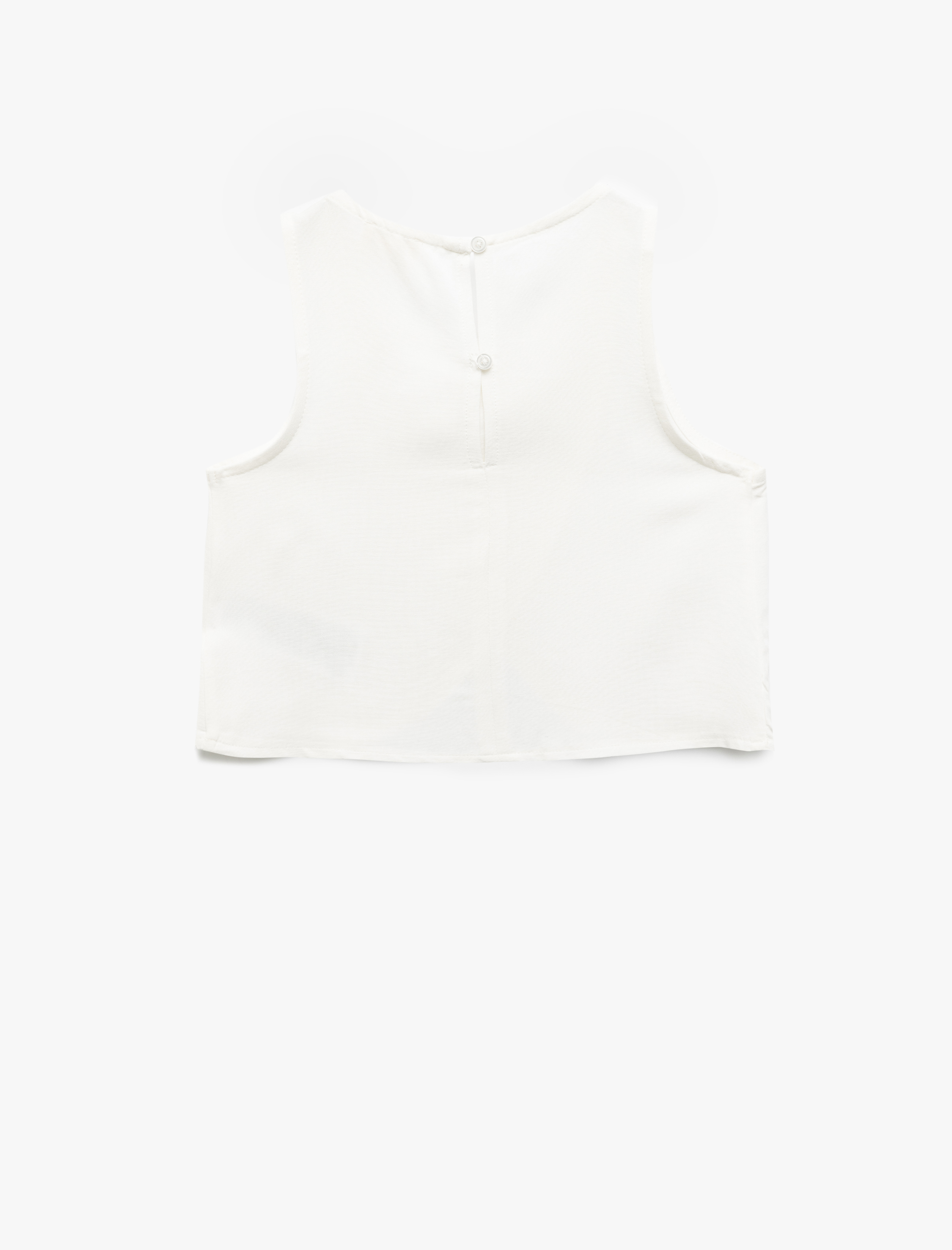  Kız Çocuk Bisiklet Yaka Kolsuz Asimetrik Kesim Viskon Crop Bluz