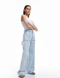 Kesik Paça Pamuklu Regular Fit Denim Pantolon - Wide Leg Jeans