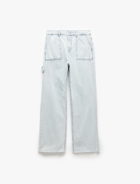 Kesik Paça Pamuklu Regular Fit Denim Pantolon - Wide Leg Jeans