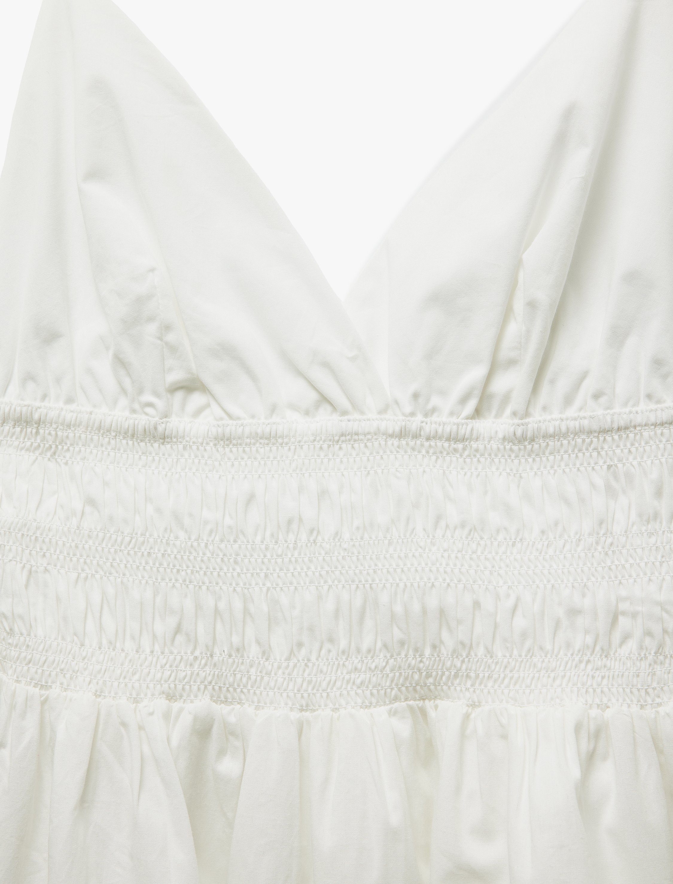 Pamuklu V Yaka Yanları Bağlamalı Gipeli Uzun Askılı Plaj Elbisesi