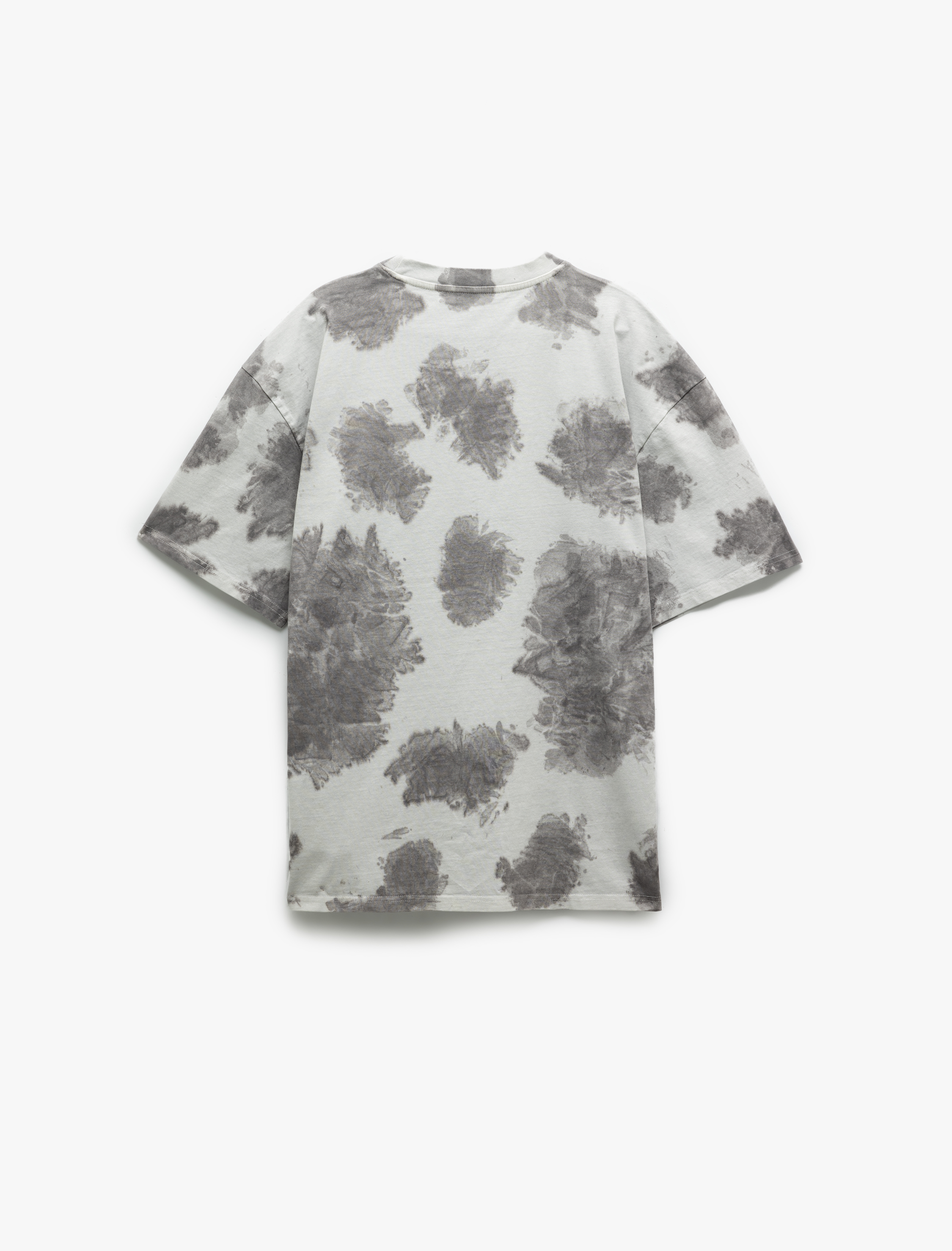   Pamuklu Desenli Kısa Kollu Yıkamalı Oversize Tişört