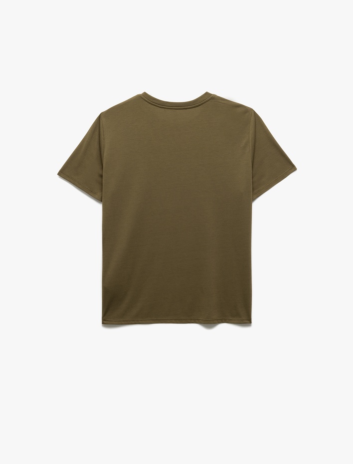  Baskılı Kısa Kollu Bisiklet Yaka Kadın Tişört