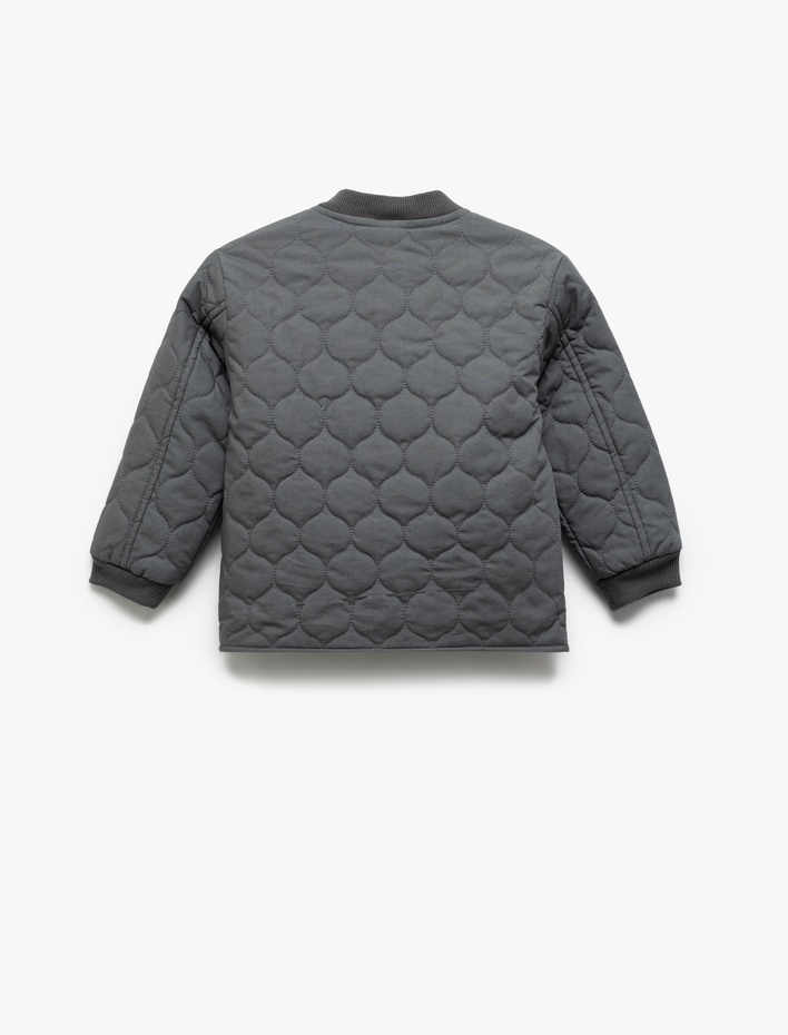 Erkek Bebek Uzun Kollu Fermuarlı Pamuklu Kapitone Mevsimlik Mont