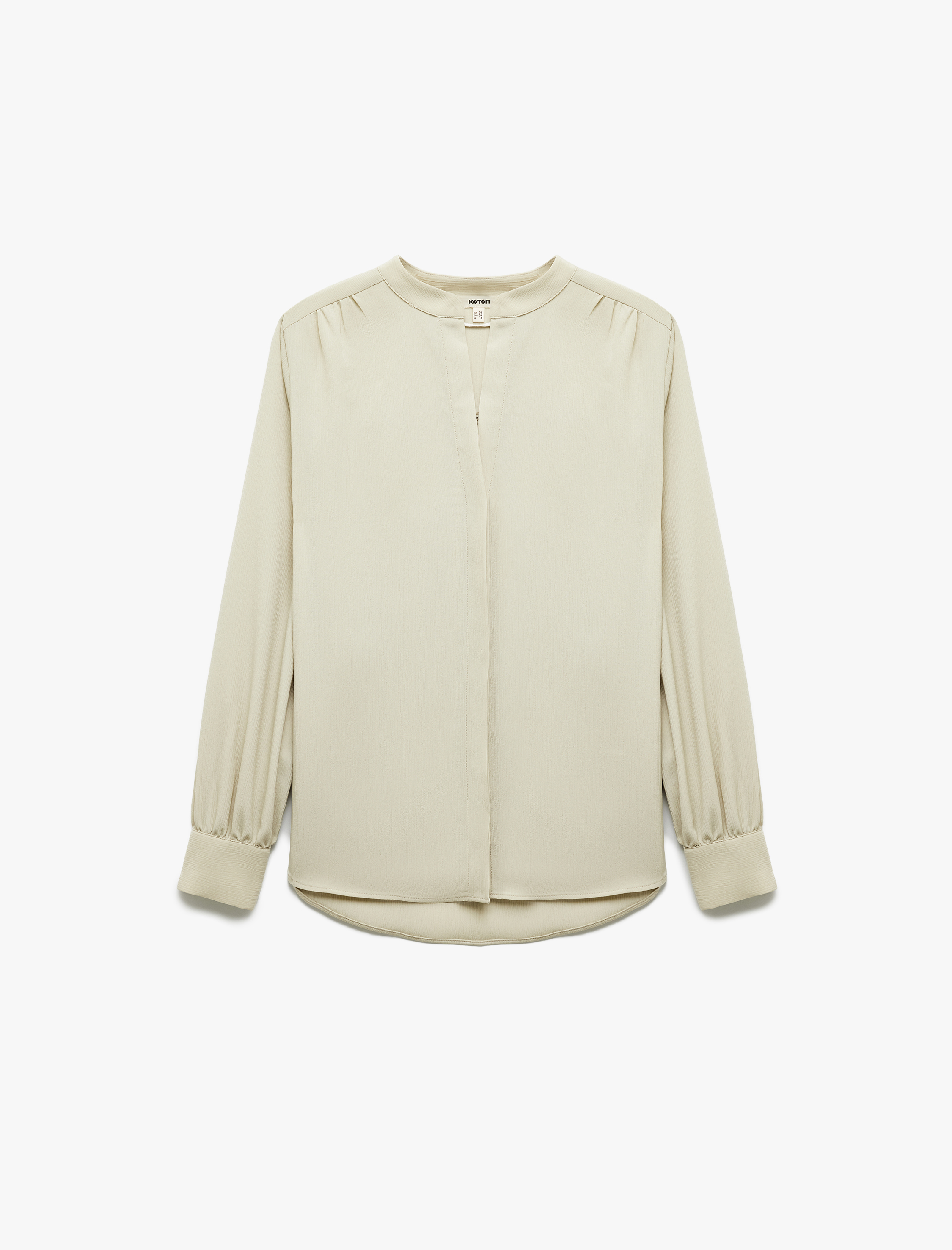 Düğmeli Hakim Yaka Uzun Kollu Saten Gömlek