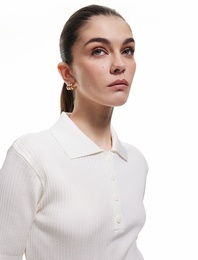 Kısa Kollu Düğmeli Polo Yaka Triko Kazak