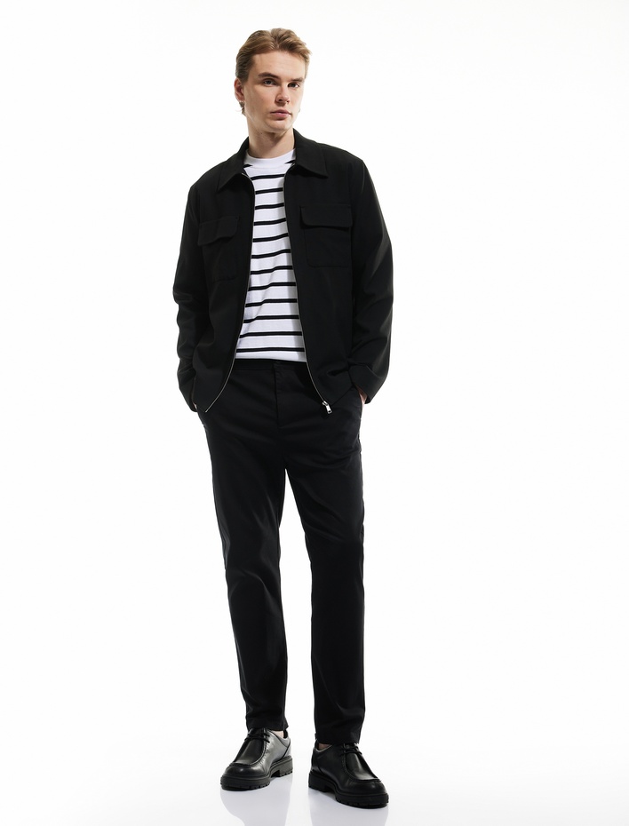  Pamuklu Cep Detaylı Slim Fit Chino Pantolon