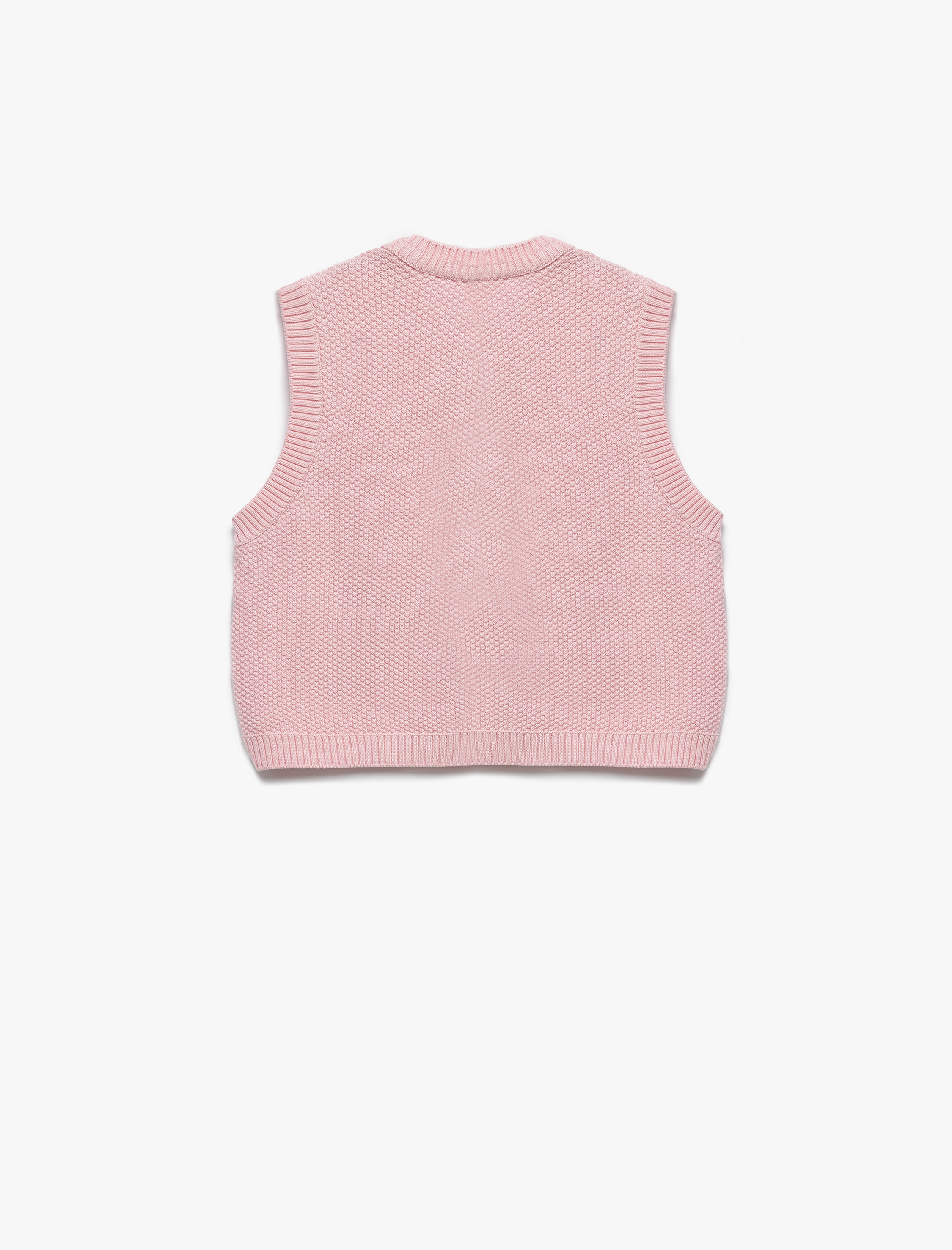  Kız Çocuk Kurdele Detaylı Düğme Kapamalı V Yaka Triko Yelek