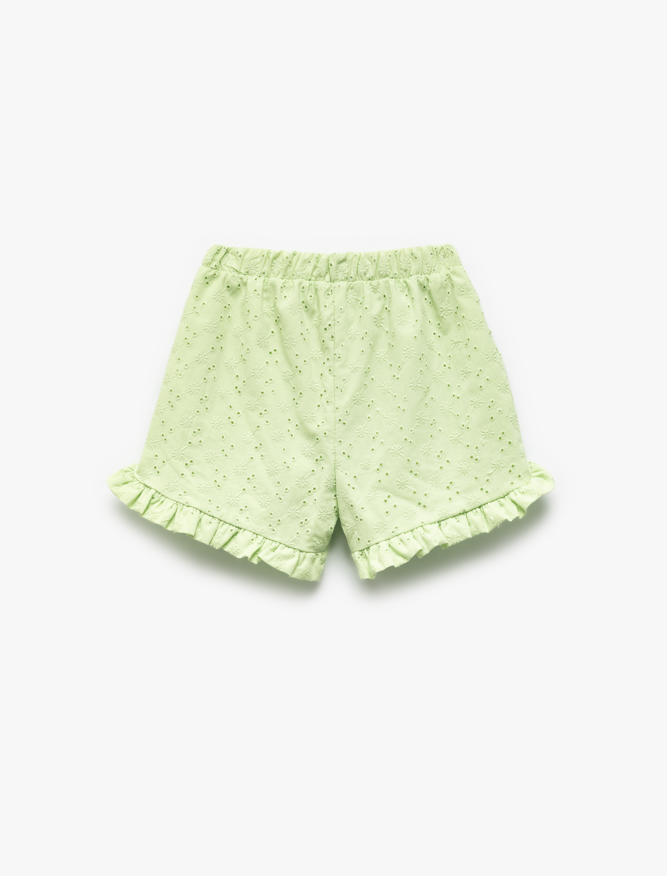  Kız Çocuk Fırfır Detaylı Fistolu Pamuklu Şort